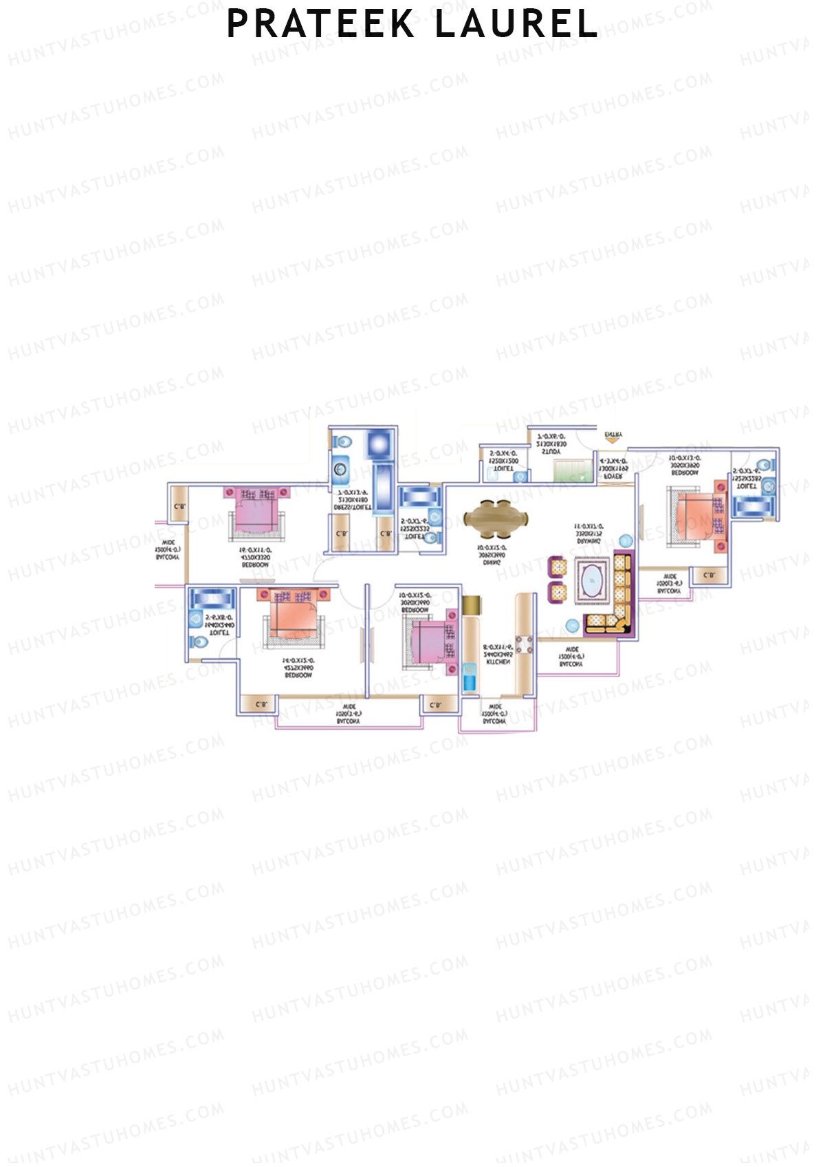 Prateek Laurel Tower D Unit 3 (Type 1) Floor Plan