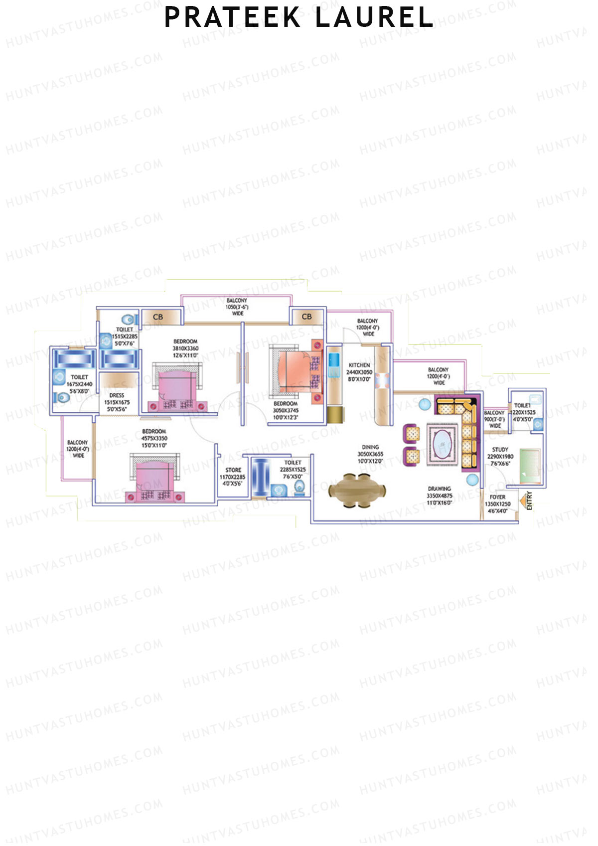 Prateek Laurel Tower E Unit 4 (Type 11) Floor Plan