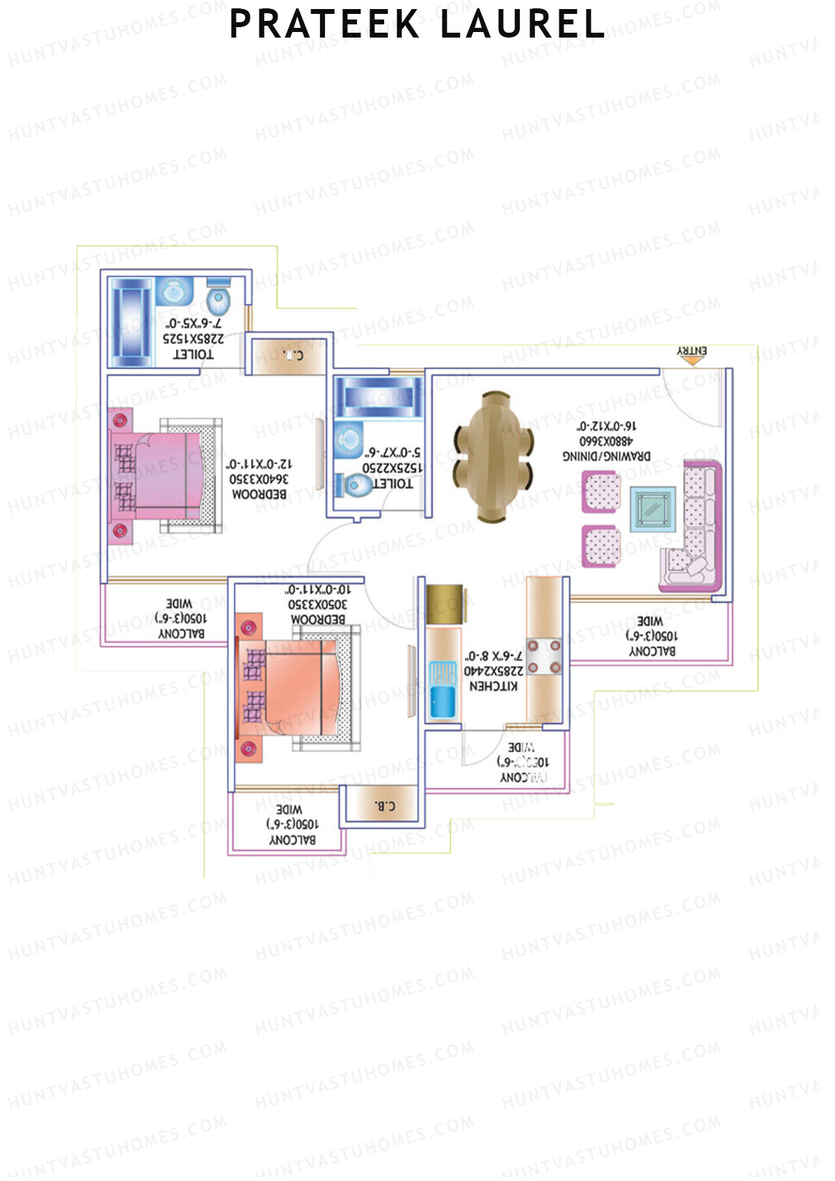 Prateek Laurel Tower F Unit 1 (Type V1) Floor Plan