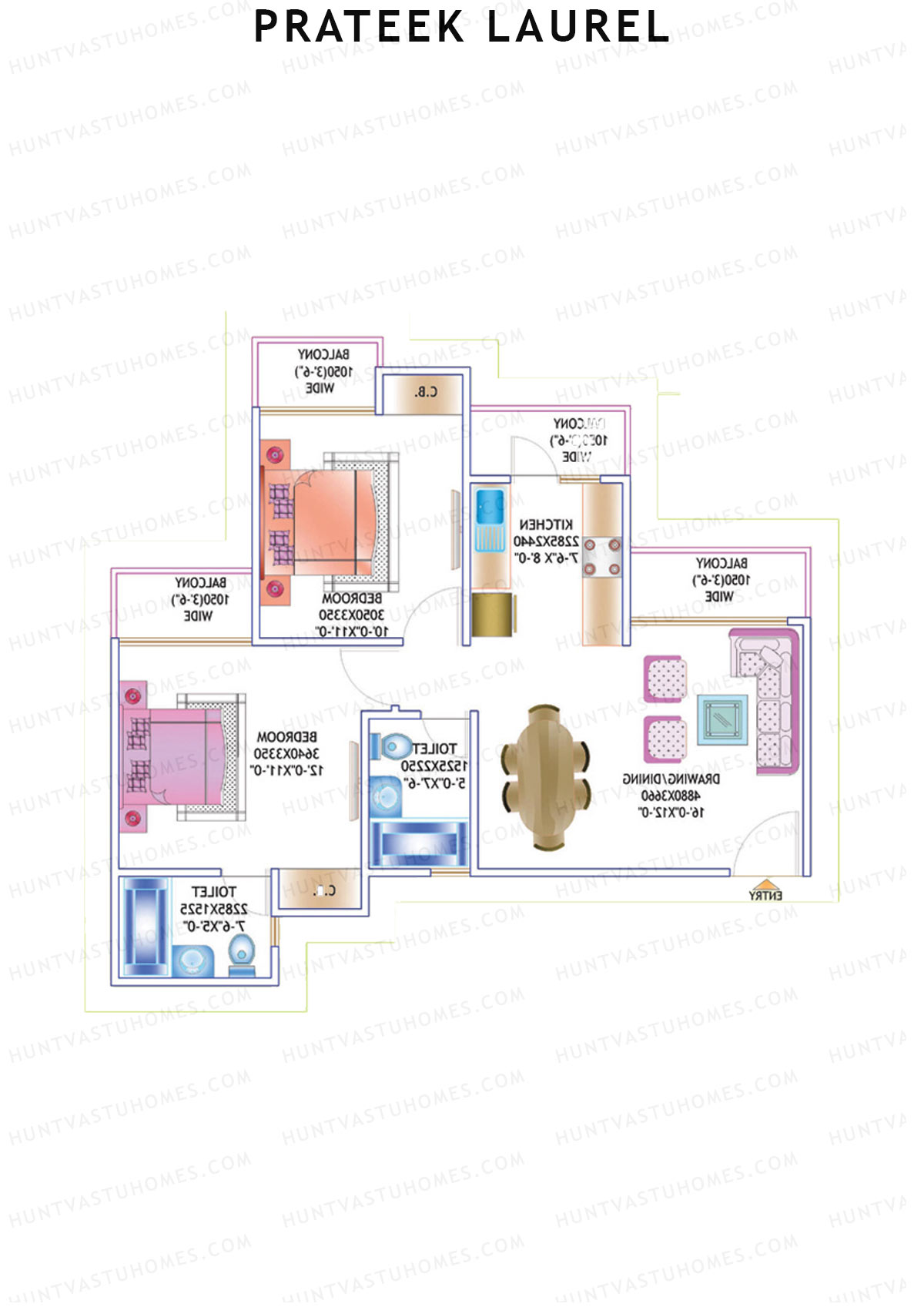Prateek Laurel Tower F Unit 2 (Type V1) Floor Plan