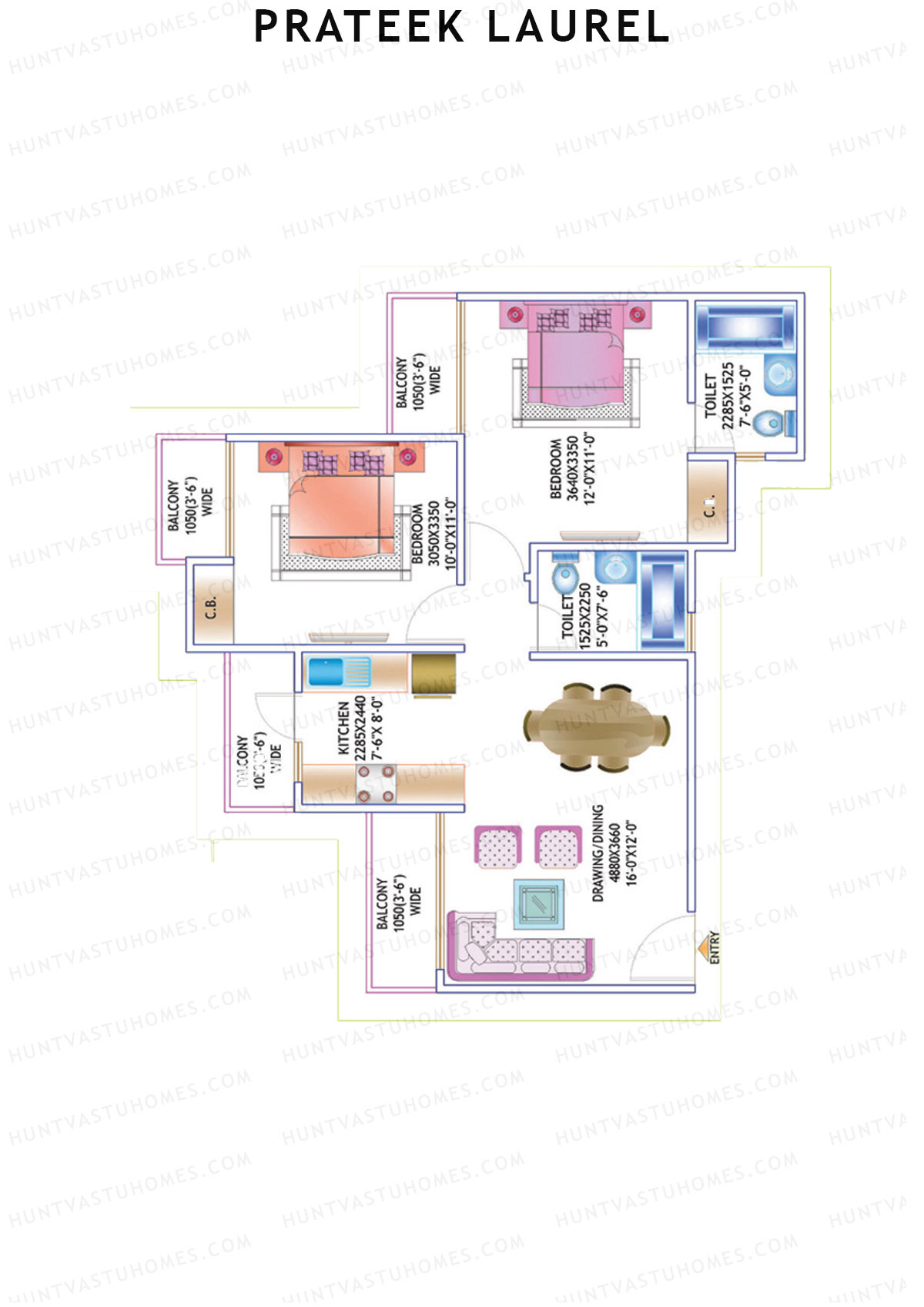 Prateek Laurel Tower I Unit 1 (Type V1) Floor Plan