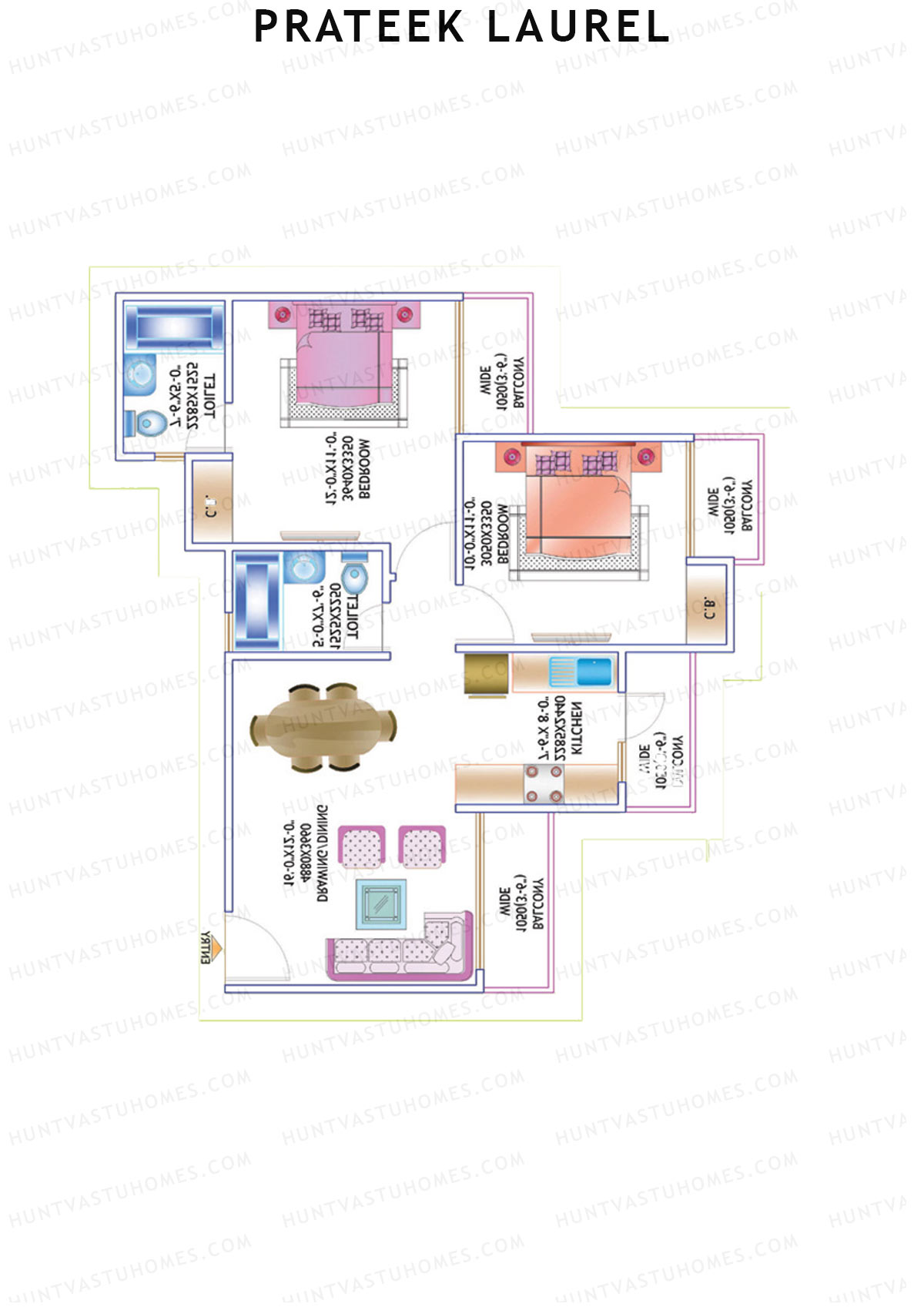 Prateek Laurel Tower I Unit 2 (Type V1) Floor Plan