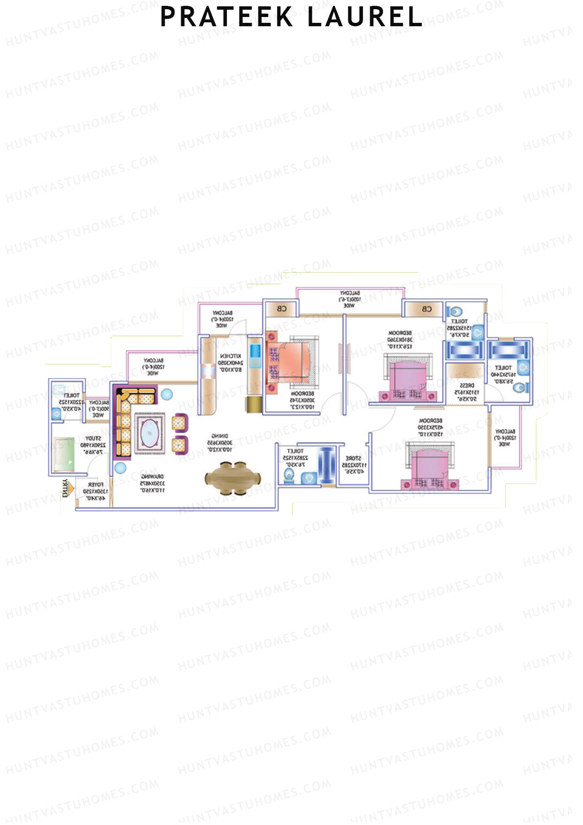Prateek Laurel Tower J Unit 3 (Type 11) Floor Plan