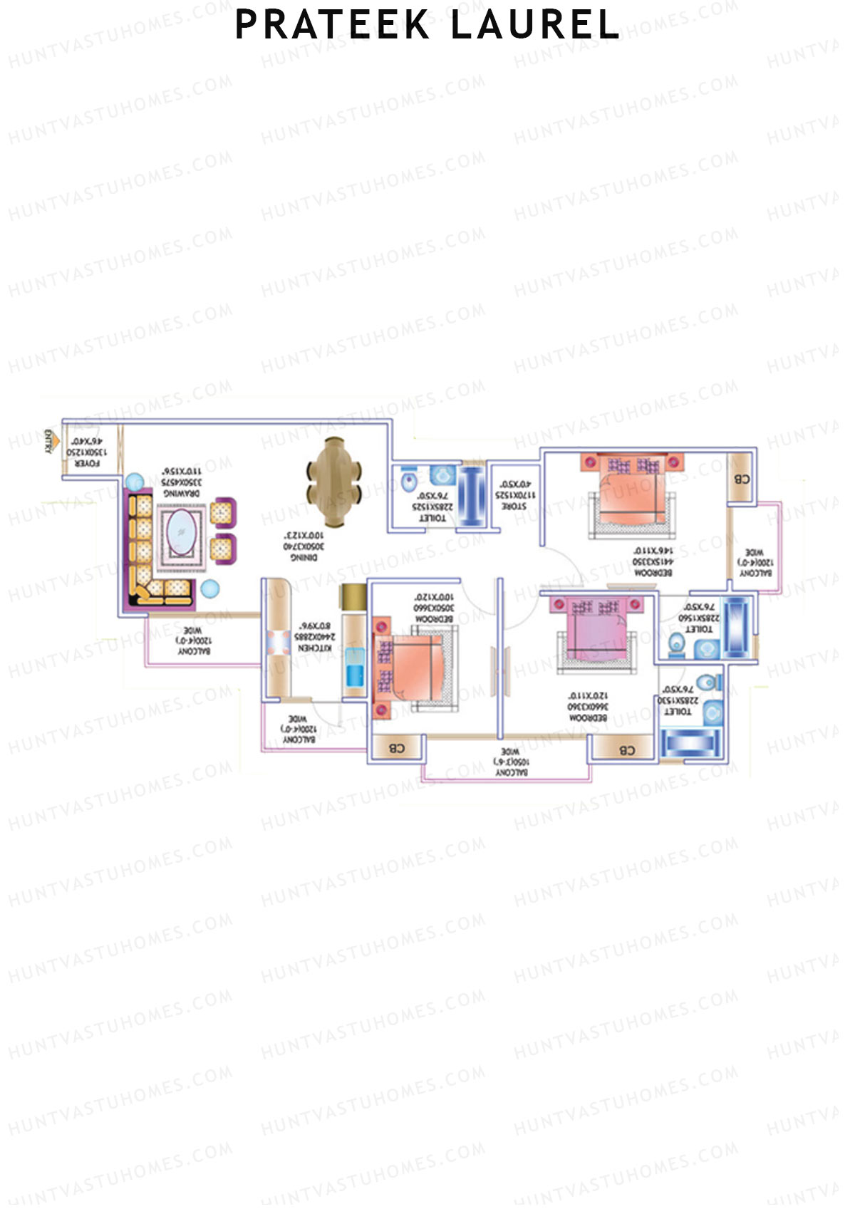 Prateek Laurel Tower J Unit 4 (Type 111) Floor Plan