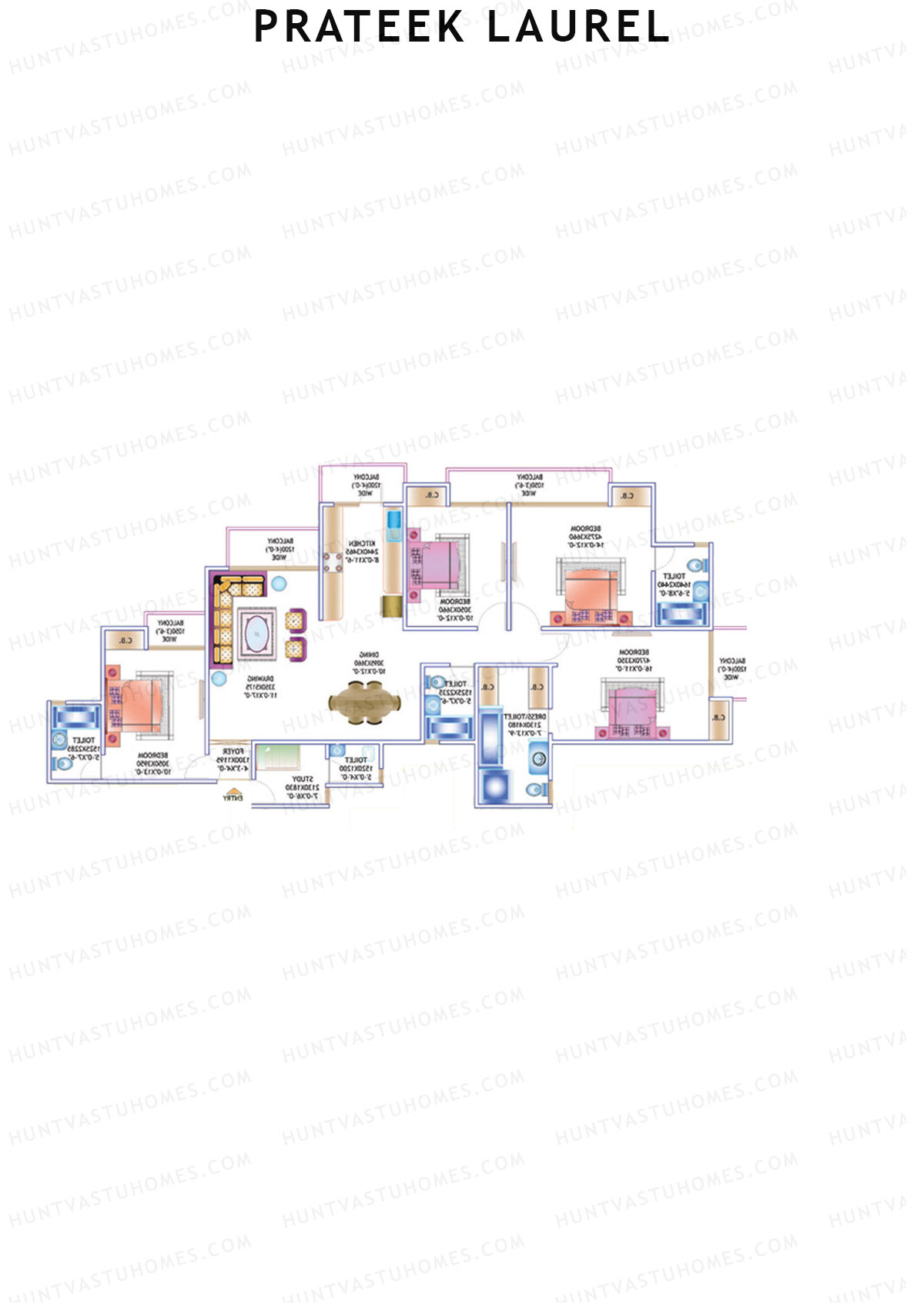 Prateek Laurel Tower K Unit 3 (Type 1) Floor Plan