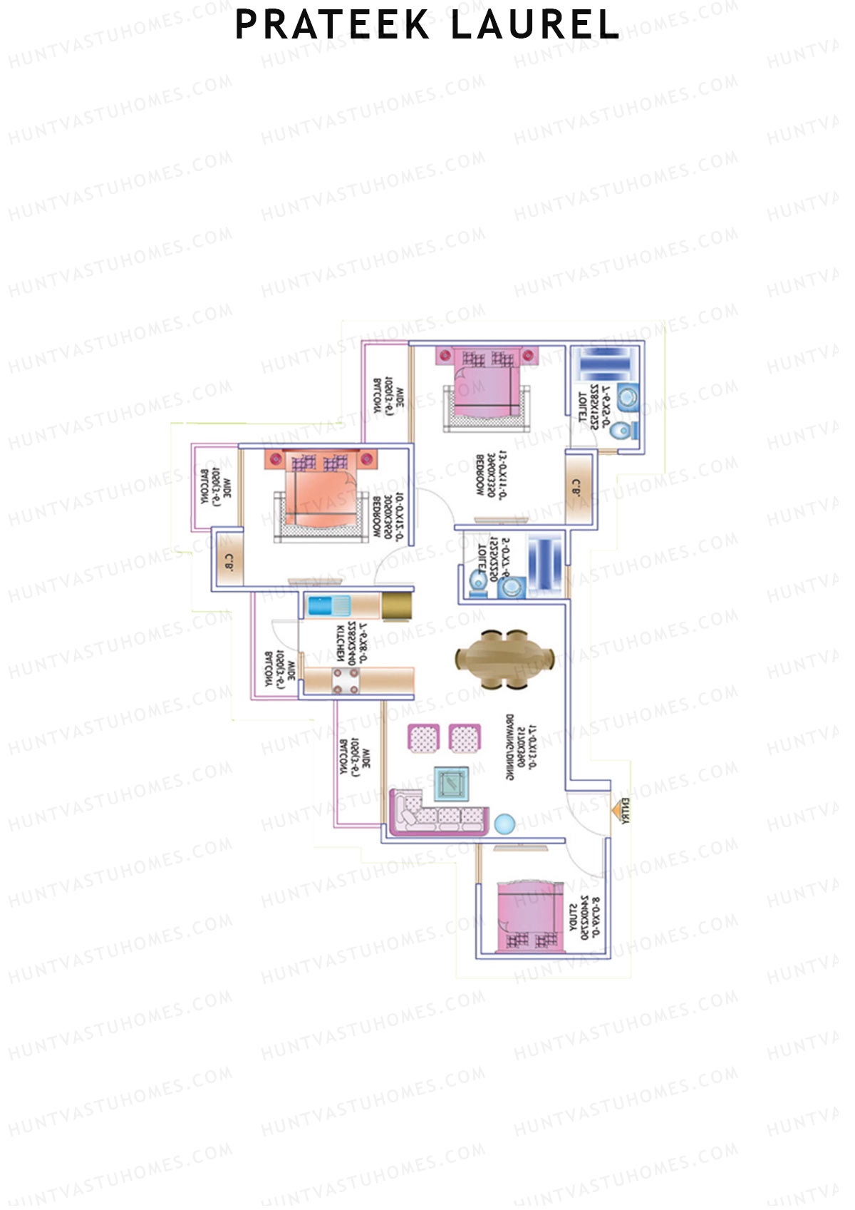 Prateek Laurel Tower L Unit 1 (Type V) Floor Plan