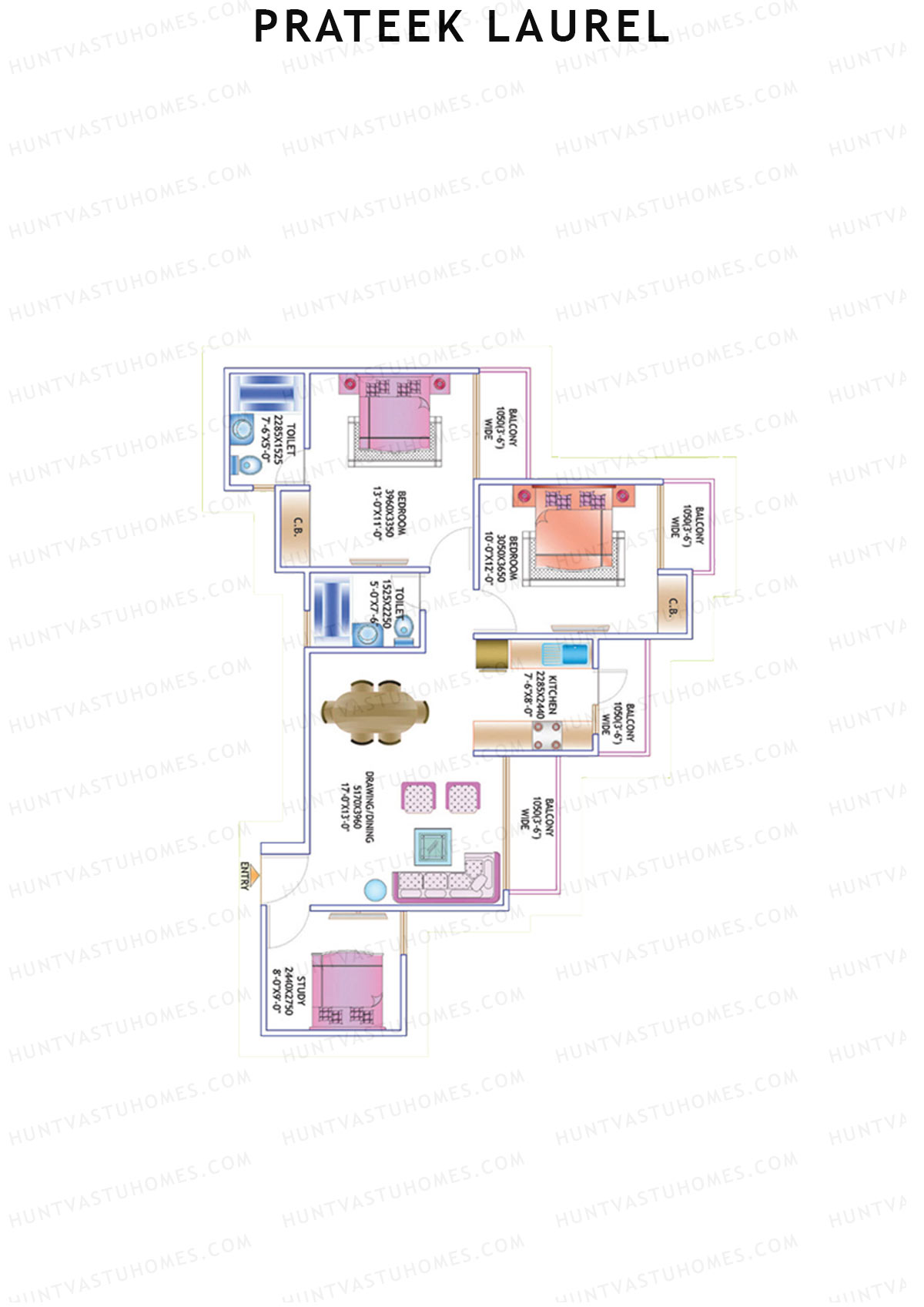 Prateek Laurel Tower L Unit 2 (Type V) Floor Plan