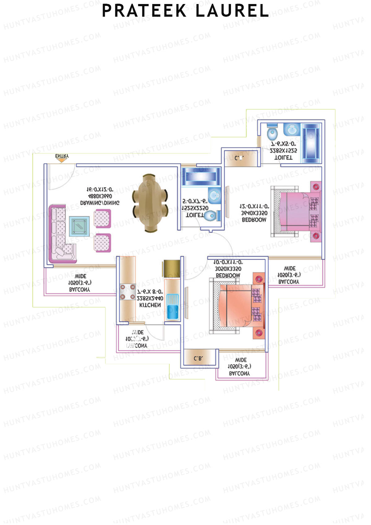 Prateek Laurel Tower M Unit 2 (Type V1) Floor Plan