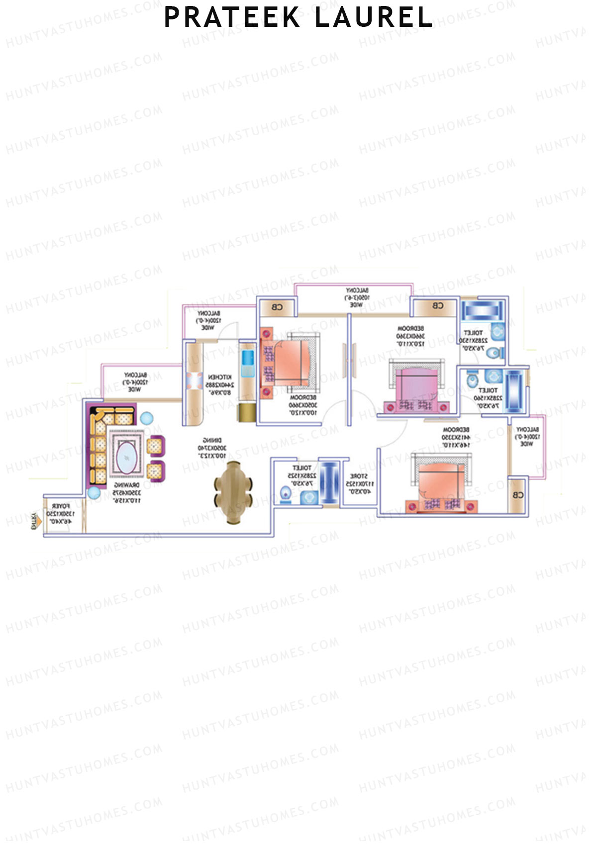 Prateek Laurel Tower N Unit 1 (Type 111) Floor Plan