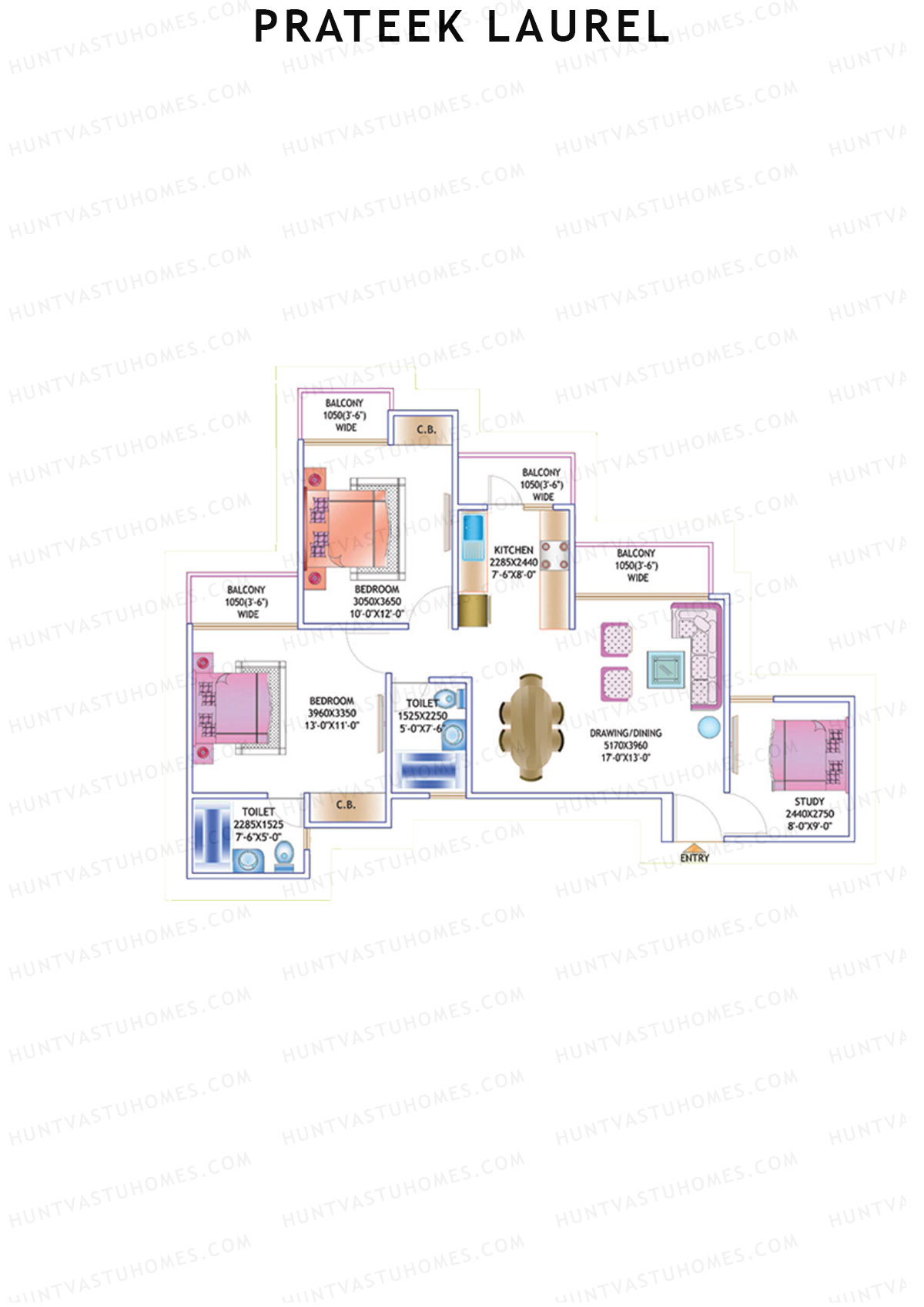 Prateek Laurel Tower N Unit 6 (Type V) Floor Plan