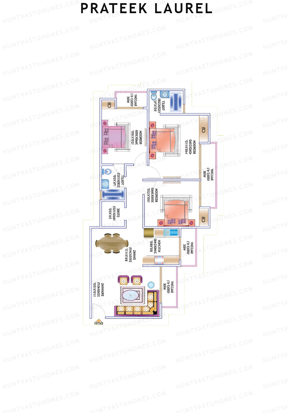 Prateek Laurel Tower N Unit 8 (Type 1V) Floor Plan