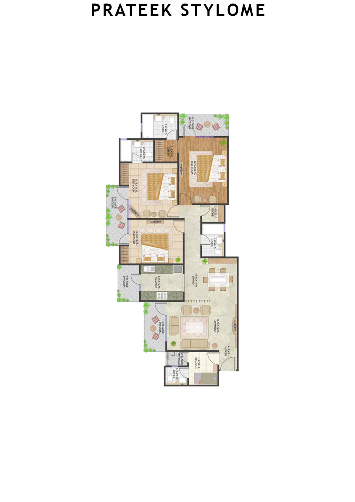 Prateek Stylome Tower A Unit 3 (Type IV) Floor Plan