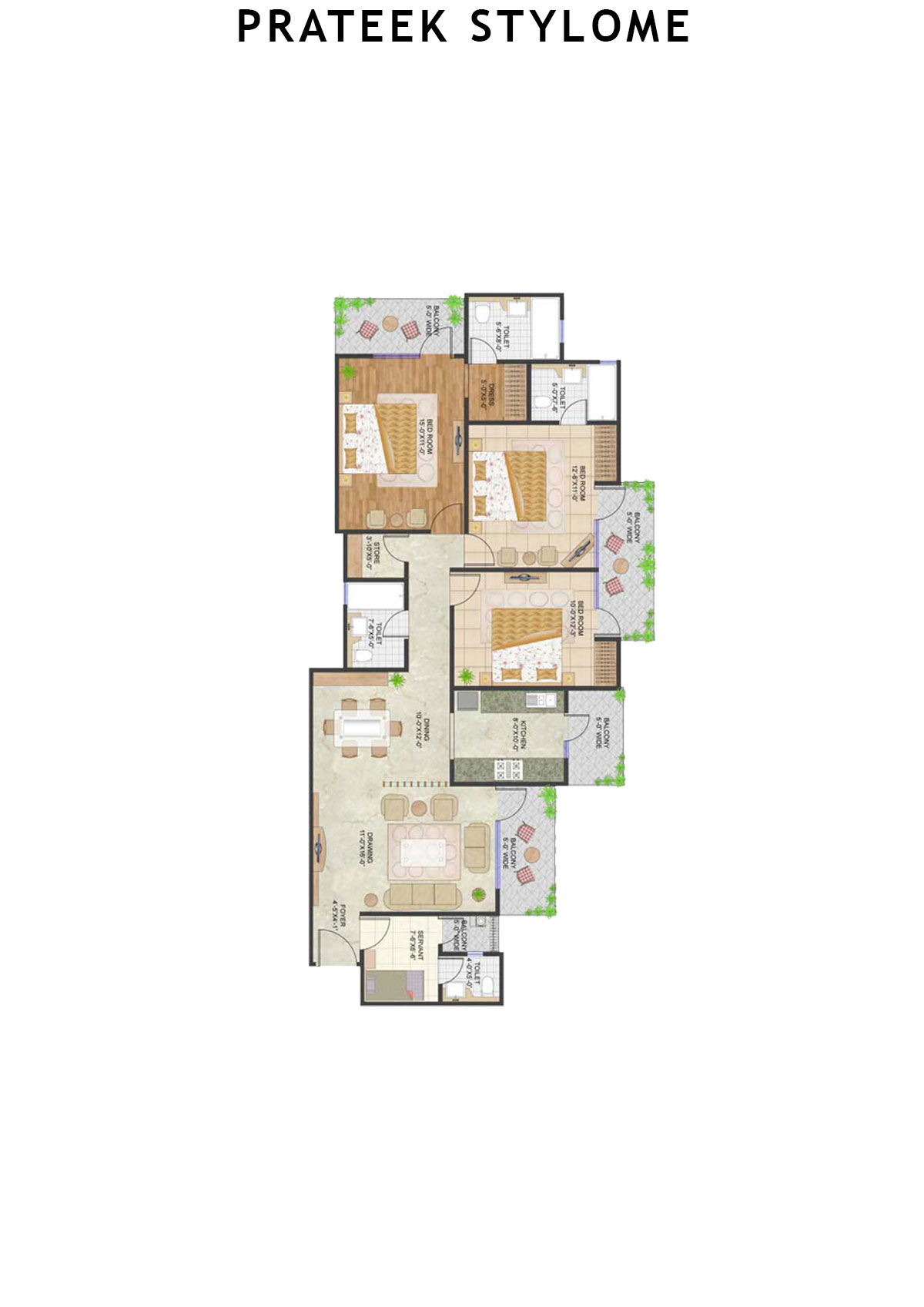 Prateek Stylome Tower A Unit 4 (Type IV) Floor Plan