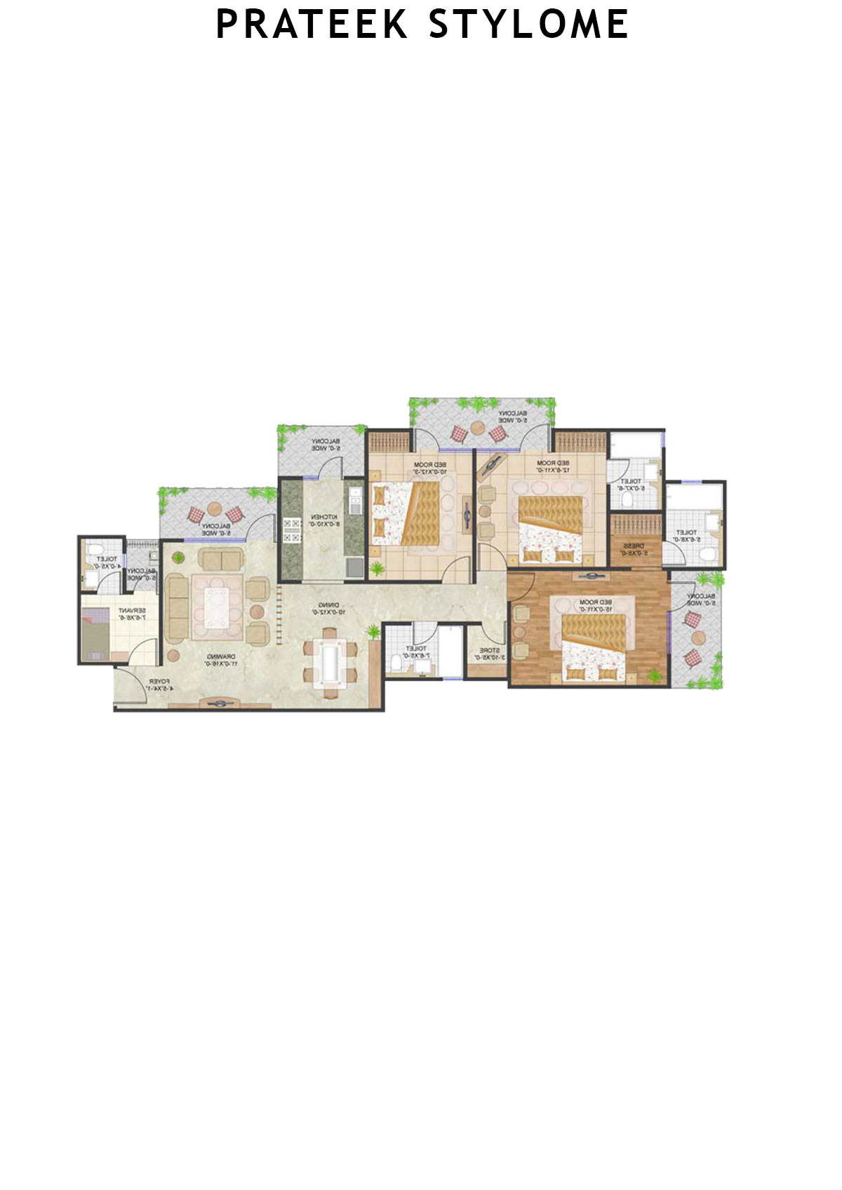 Prateek Stylome Tower A Unit 5 (Type IV) Floor Plan