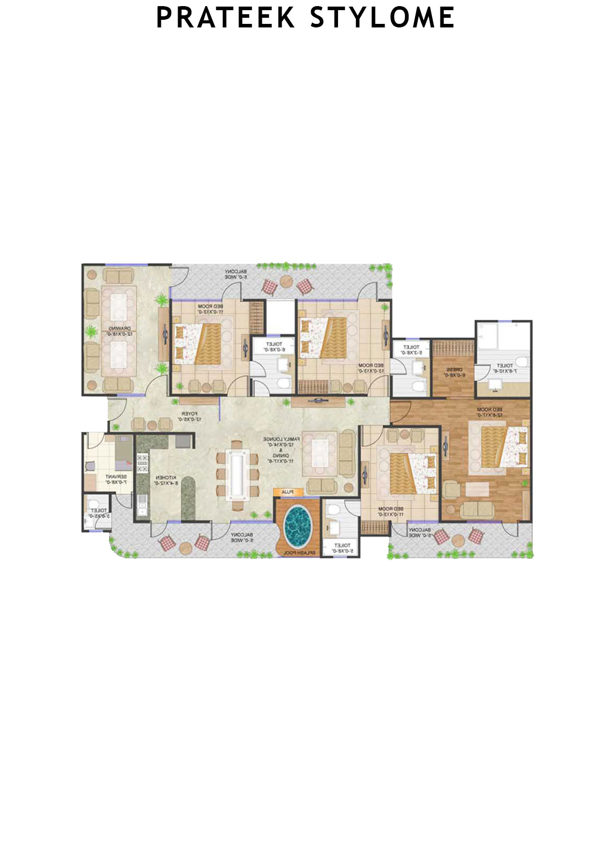 Prateek Stylome Tower B Unit 1 (Type  II) Floor Plan
