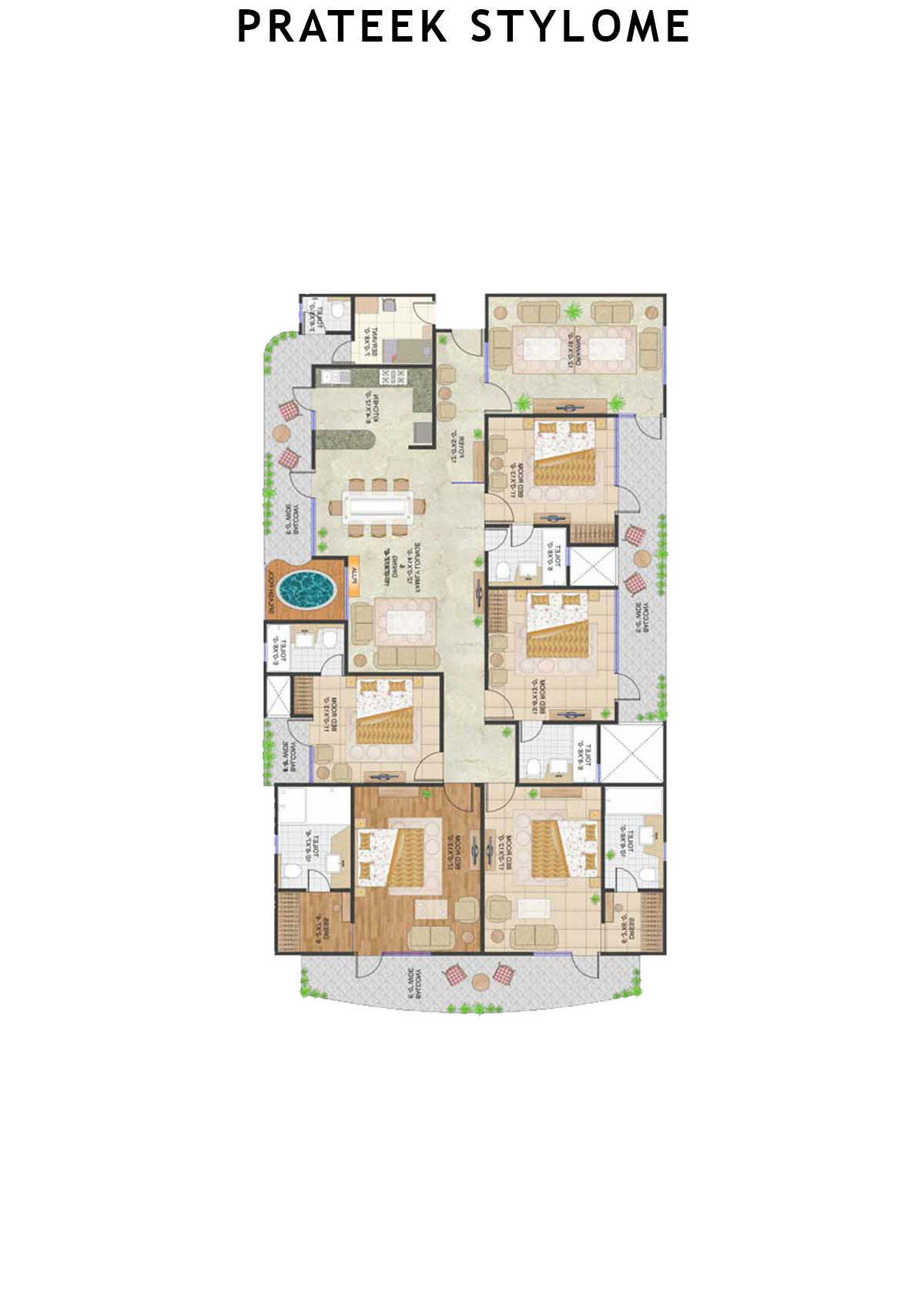 Prateek Stylome Tower B Unit 2 (Type  I) Floor Plan