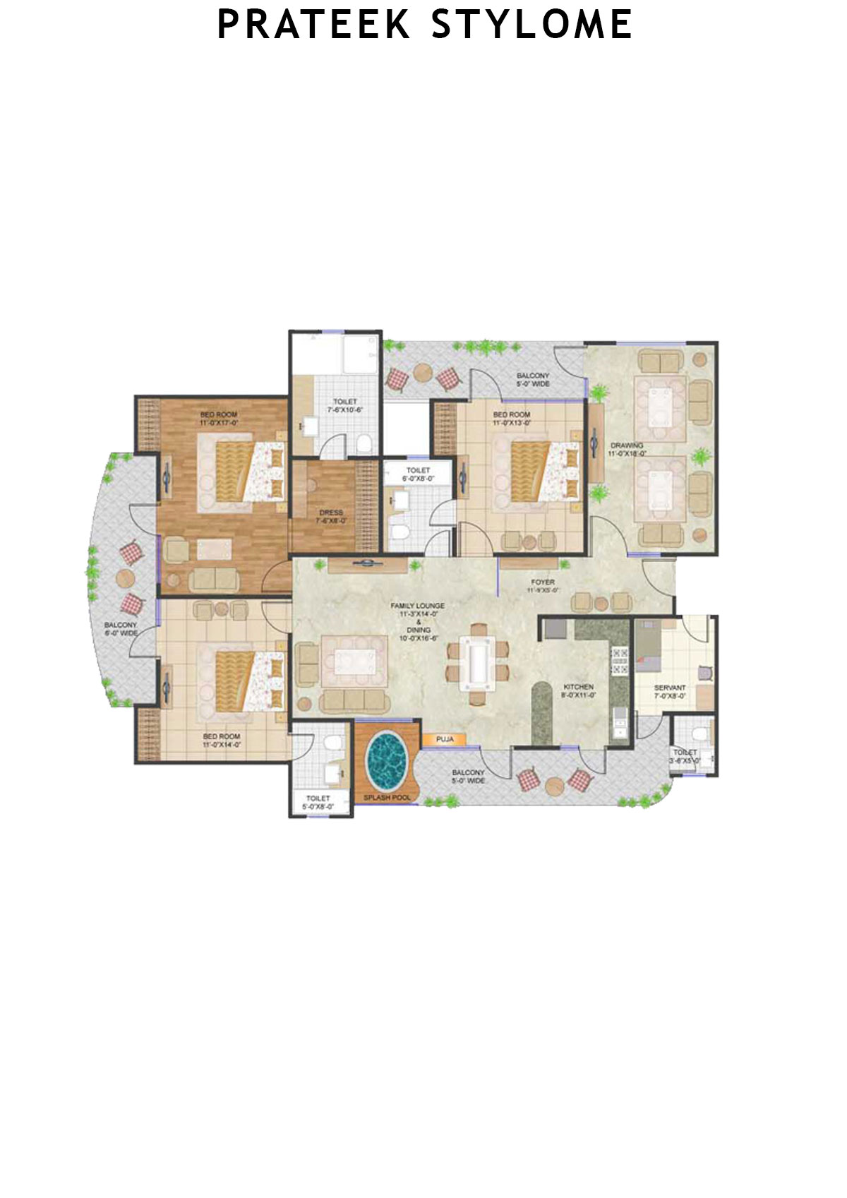 Prateek Stylome Tower B Unit 3 (Type  III) Floor Plan