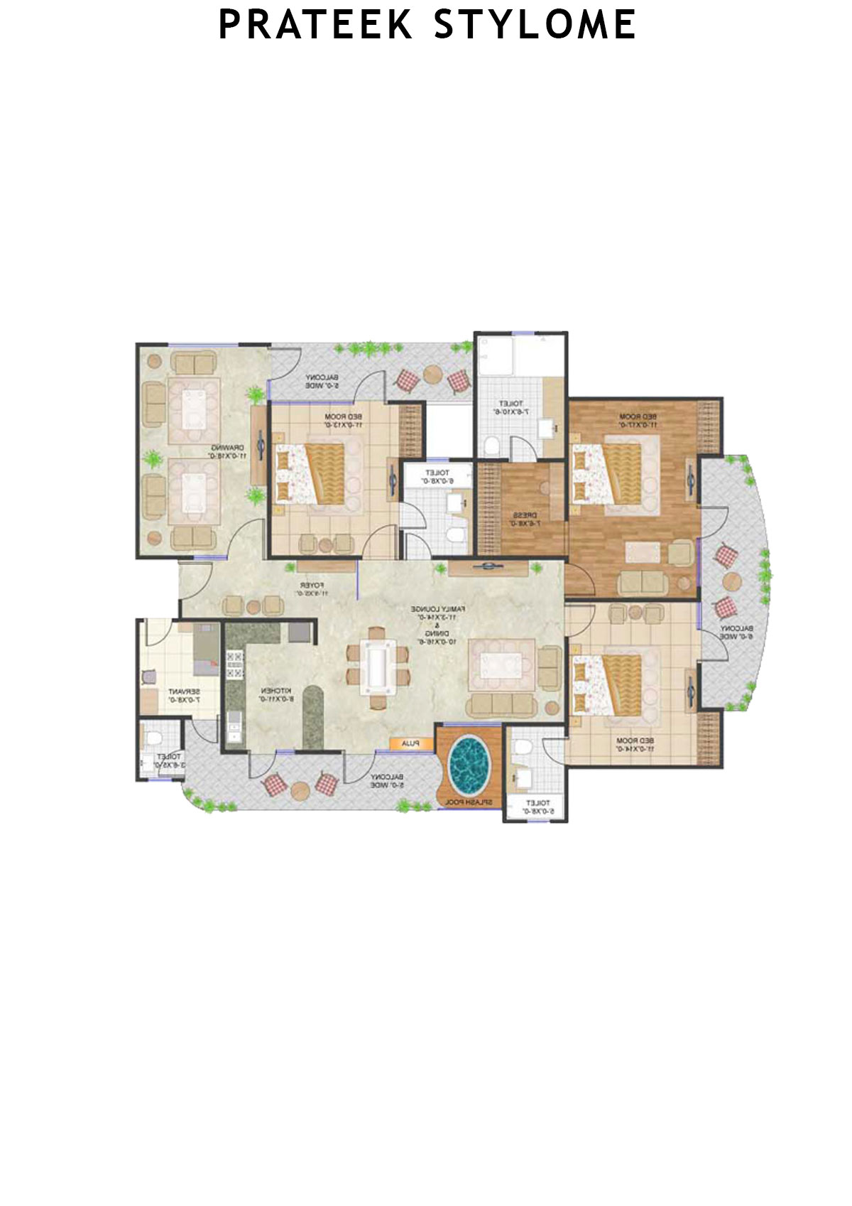 Prateek Stylome Tower C Unit 1 (Type  III) Floor Plan