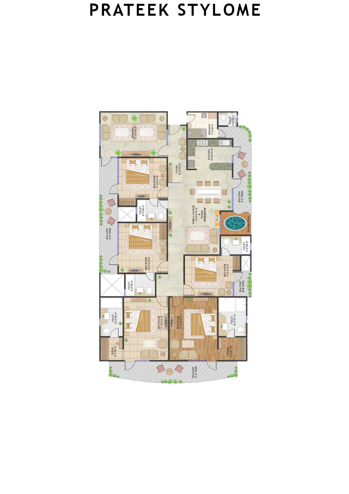 Prateek Stylome Tower C Unit 2 (Type  I) Floor Plan