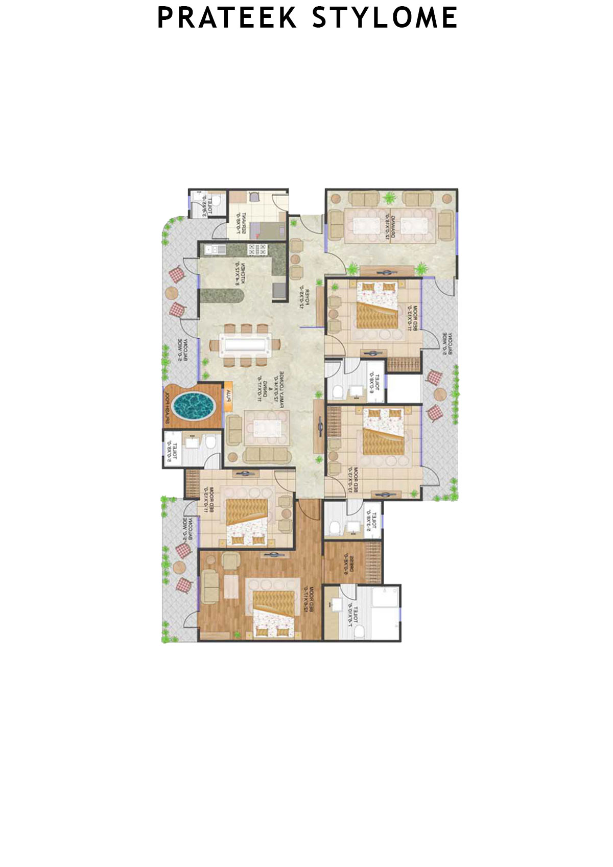 Prateek Stylome Tower D Unit 1 (Type  II) Floor Plan