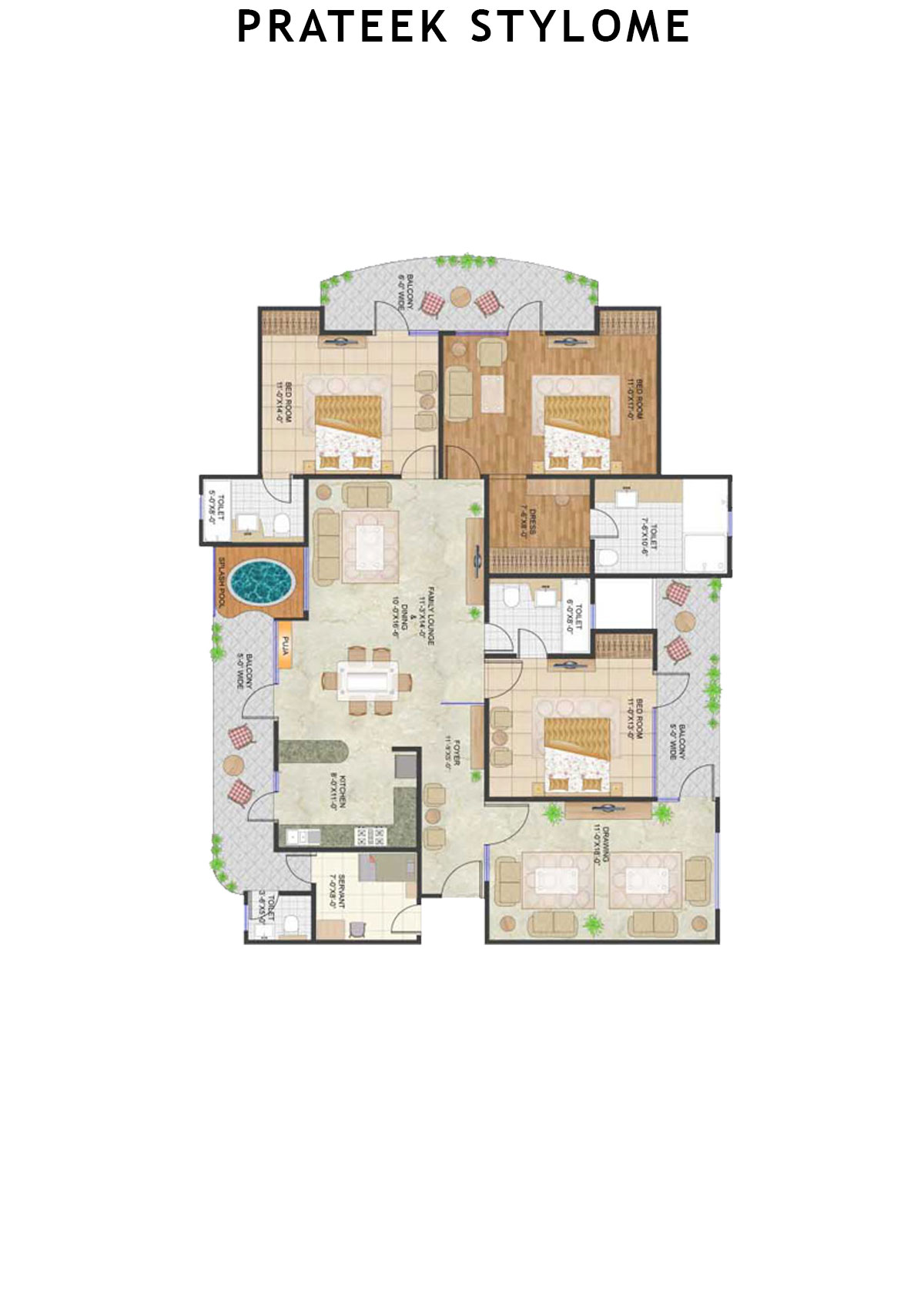 Prateek Stylome Tower D Unit 3 (Type  III) Floor Plan