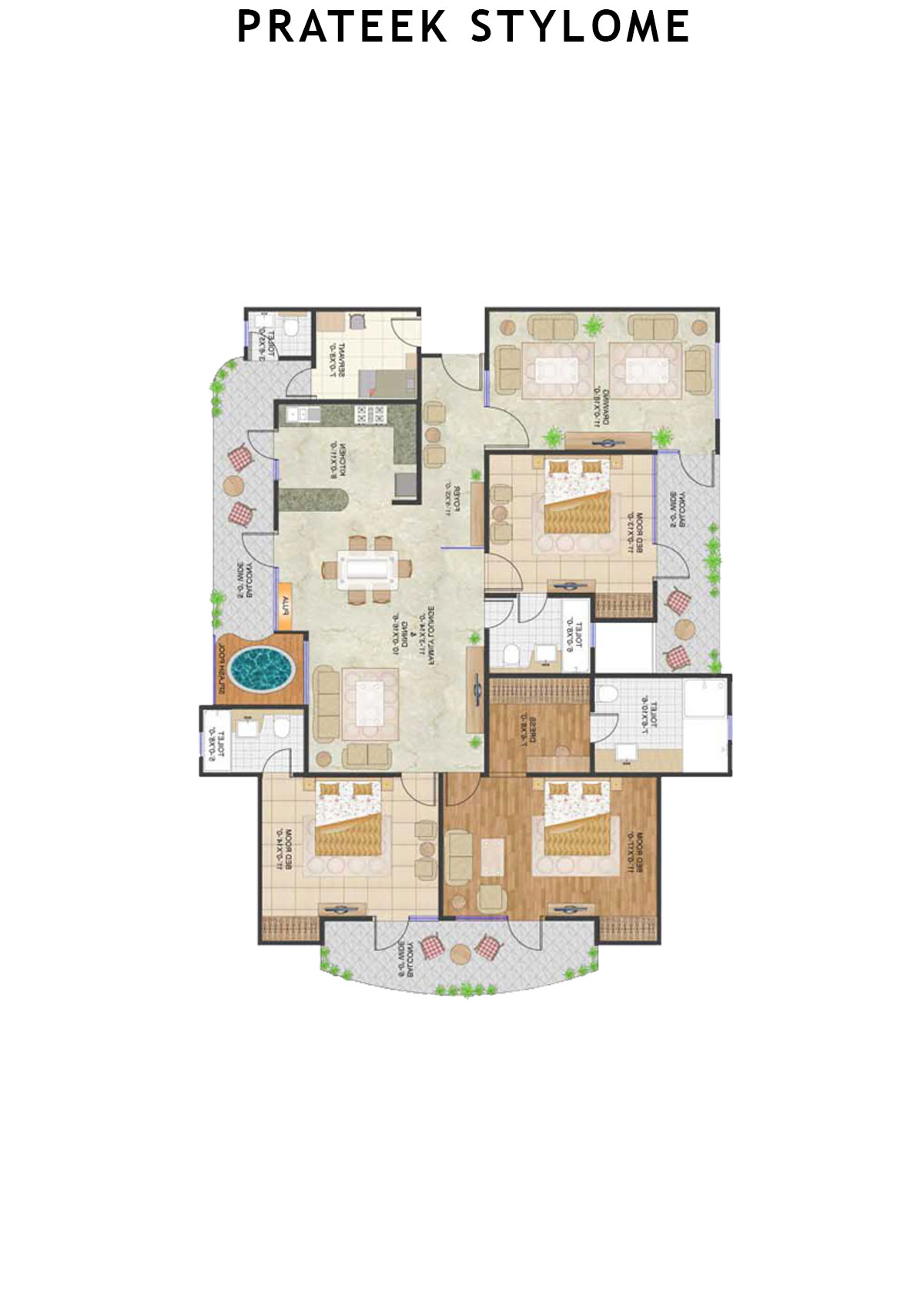 Prateek Stylome Tower E Unit 1 (Type  III) Floor Plan