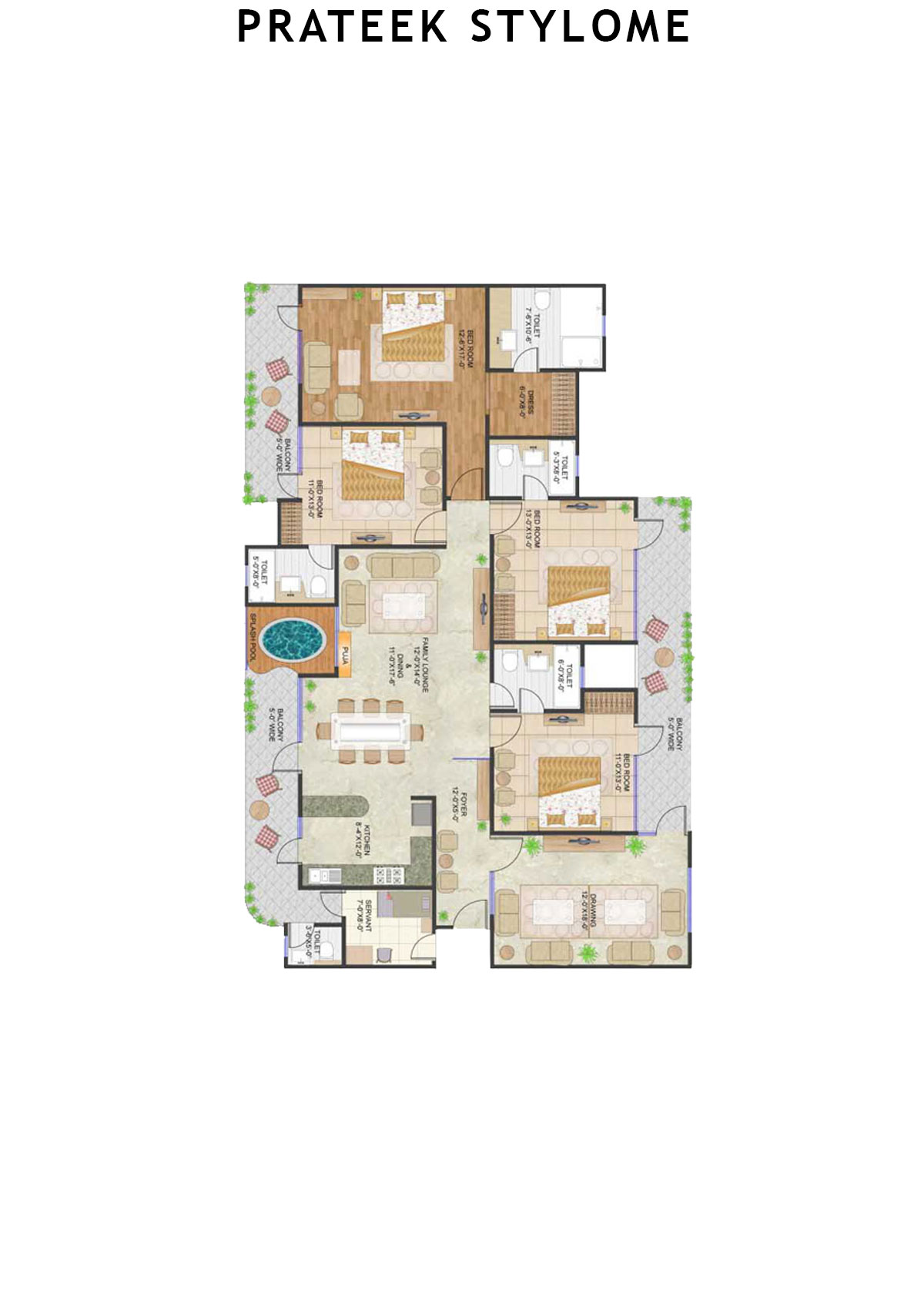 Prateek Stylome Tower E Unit 3 (Type  II) Floor Plan