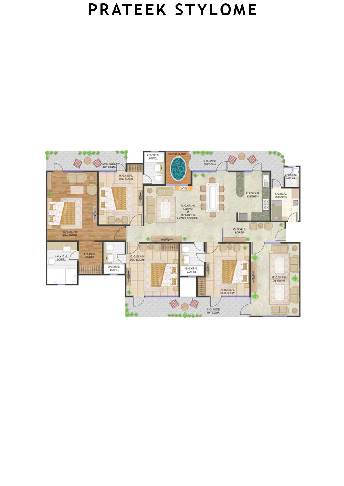 Prateek Stylome Tower F Unit 1 (Type  II) Floor Plan