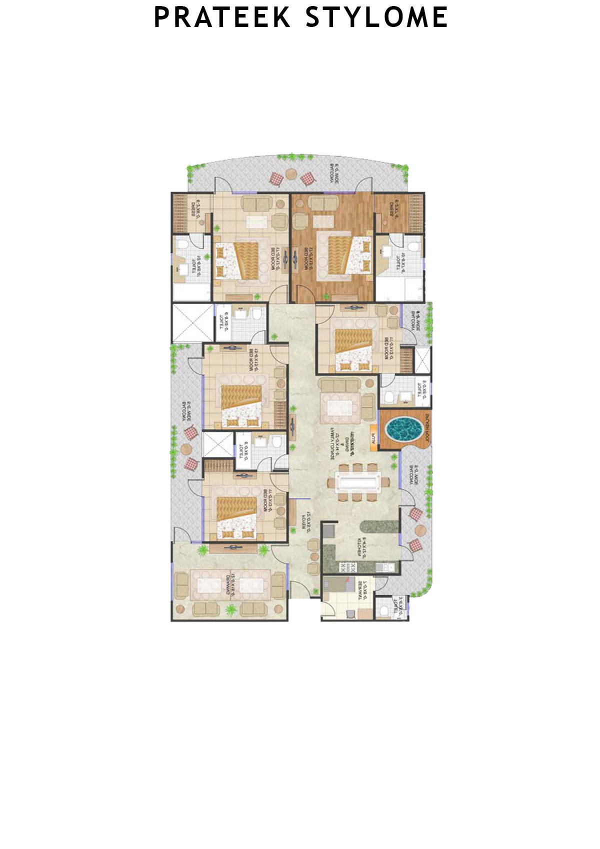Prateek Stylome Tower F Unit 2 (Type  I) Floor Plan