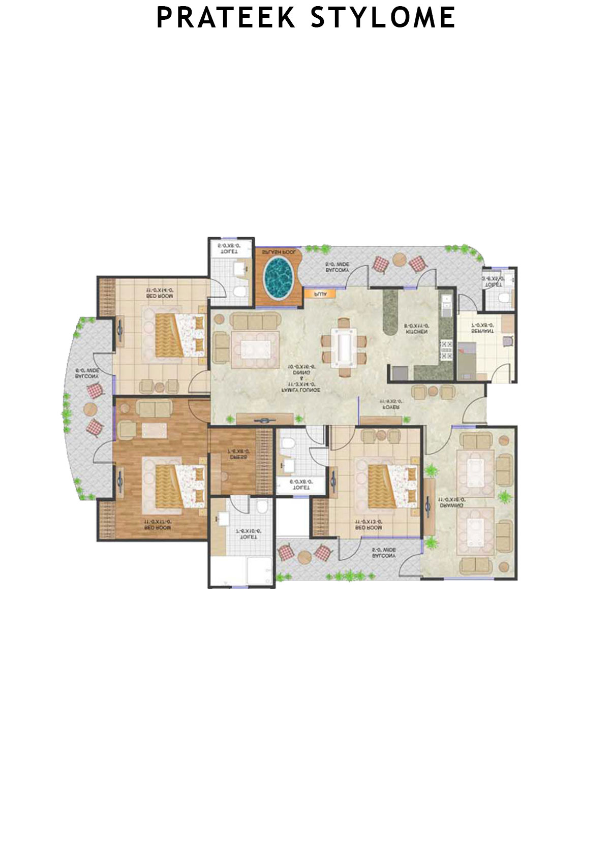 Prateek Stylome Tower G Unit 1 (Type  III) Floor Plan