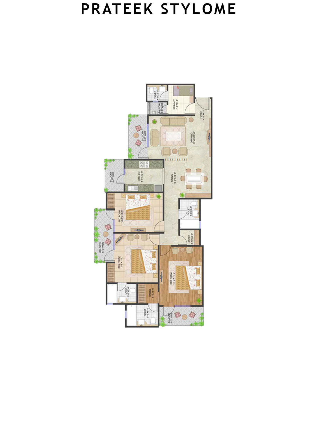 Prateek Stylome Tower H Unit 3 (Type IV) Floor Plan