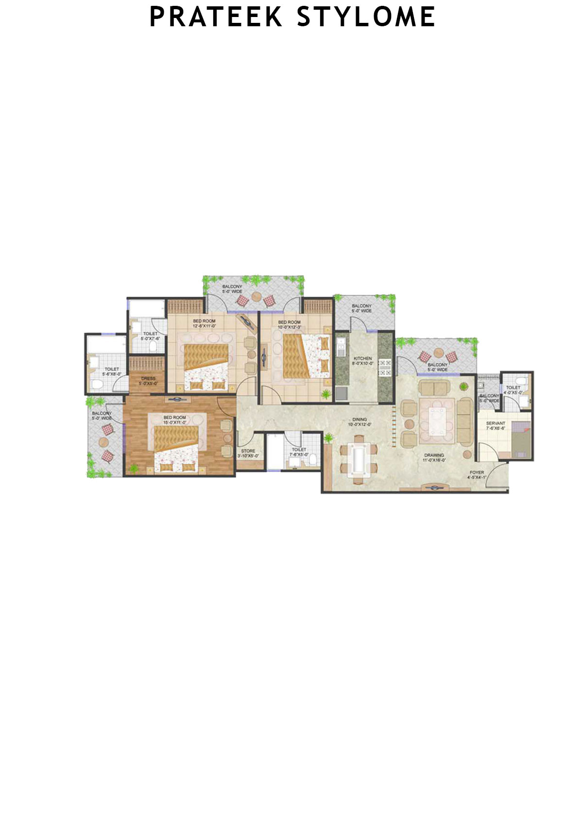 Prateek Stylome Tower H Unit 5 (Type IV) Floor Plan
