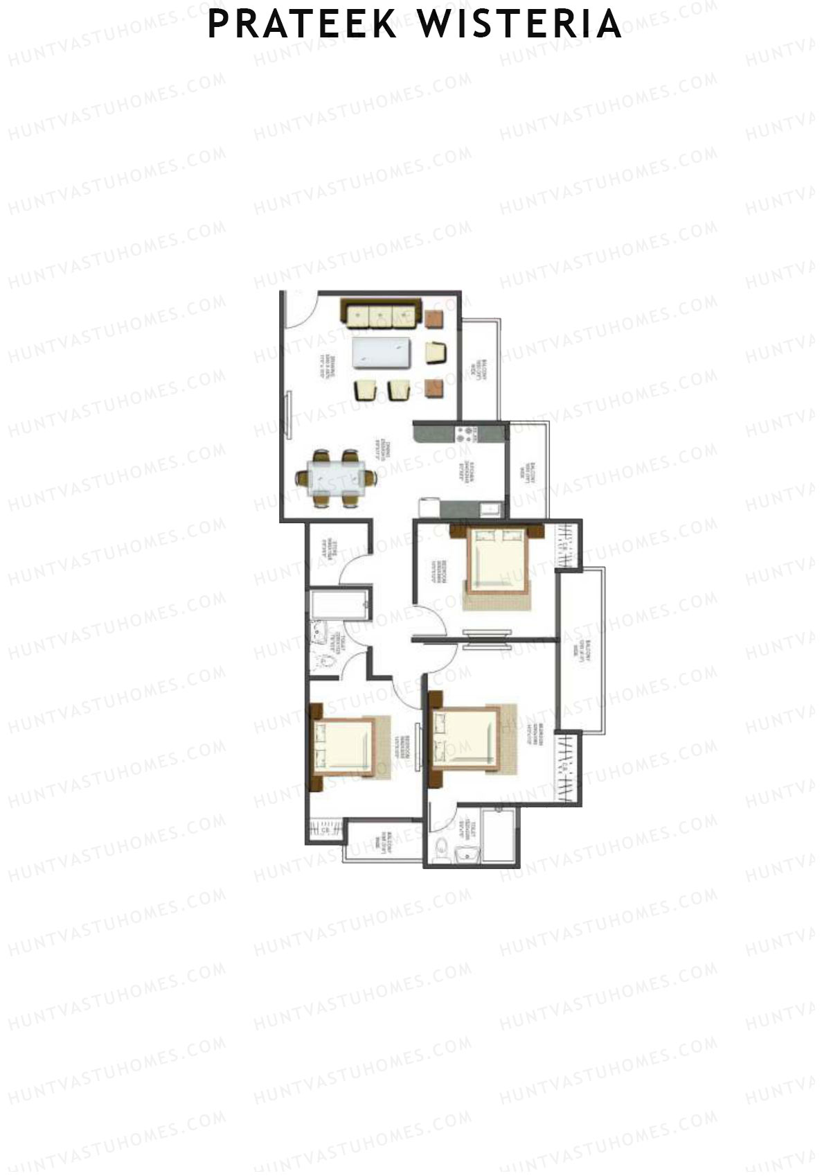 Prateek Wisteria Block F Unit 1 (Type 4) Floor Plan