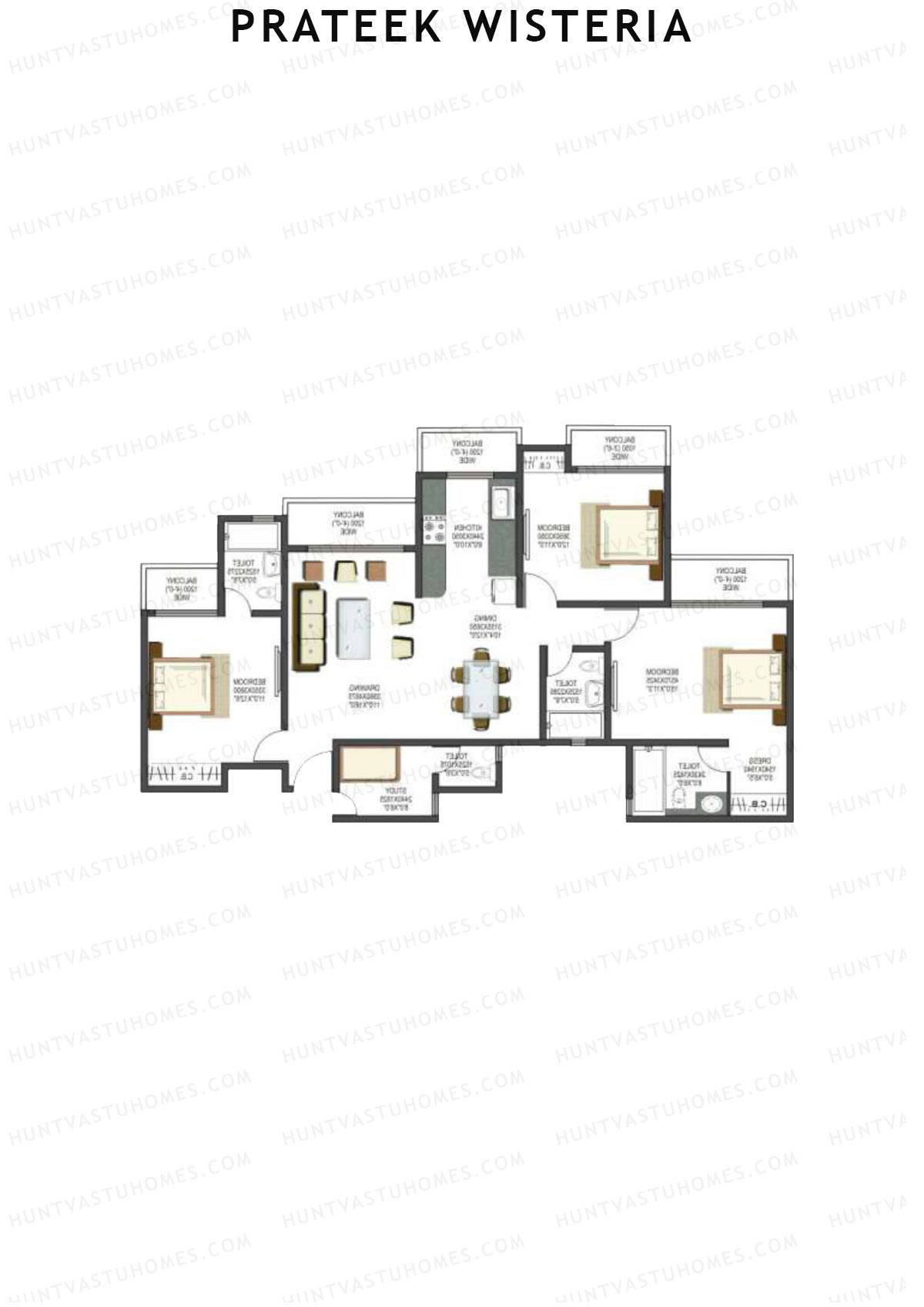 Prateek Wisteria Block F Unit 5 (Type 2) Floor Plan