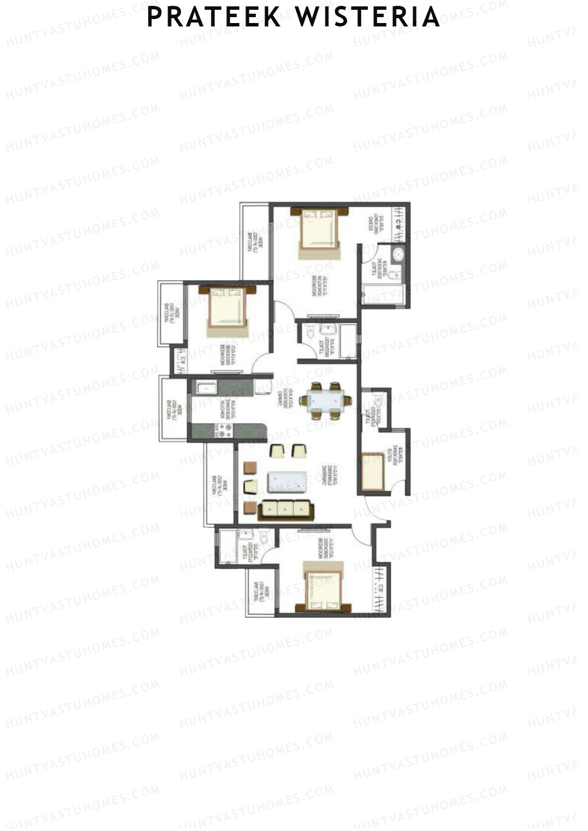 Prateek Wisteria Block H Unit 1 (Type 2) Floor Plan