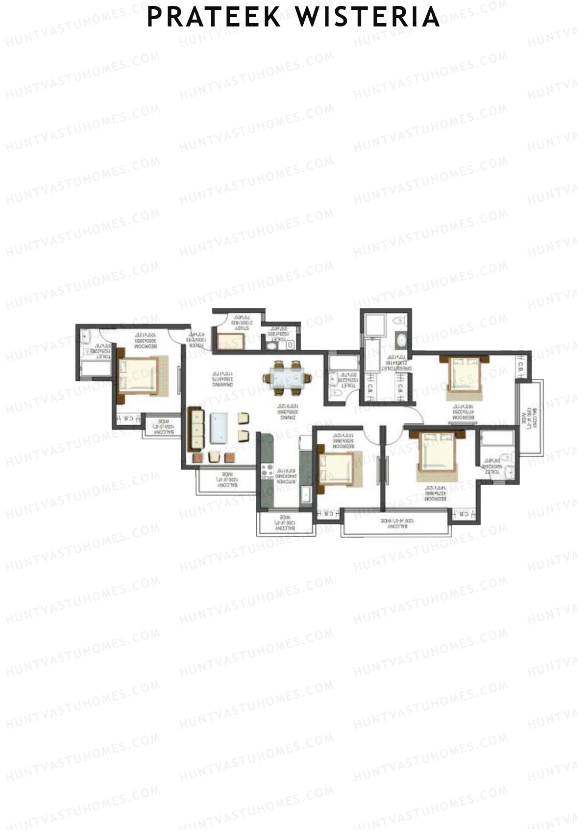 Prateek Wisteria Block H Unit 4 (Type 1) Floor Plan