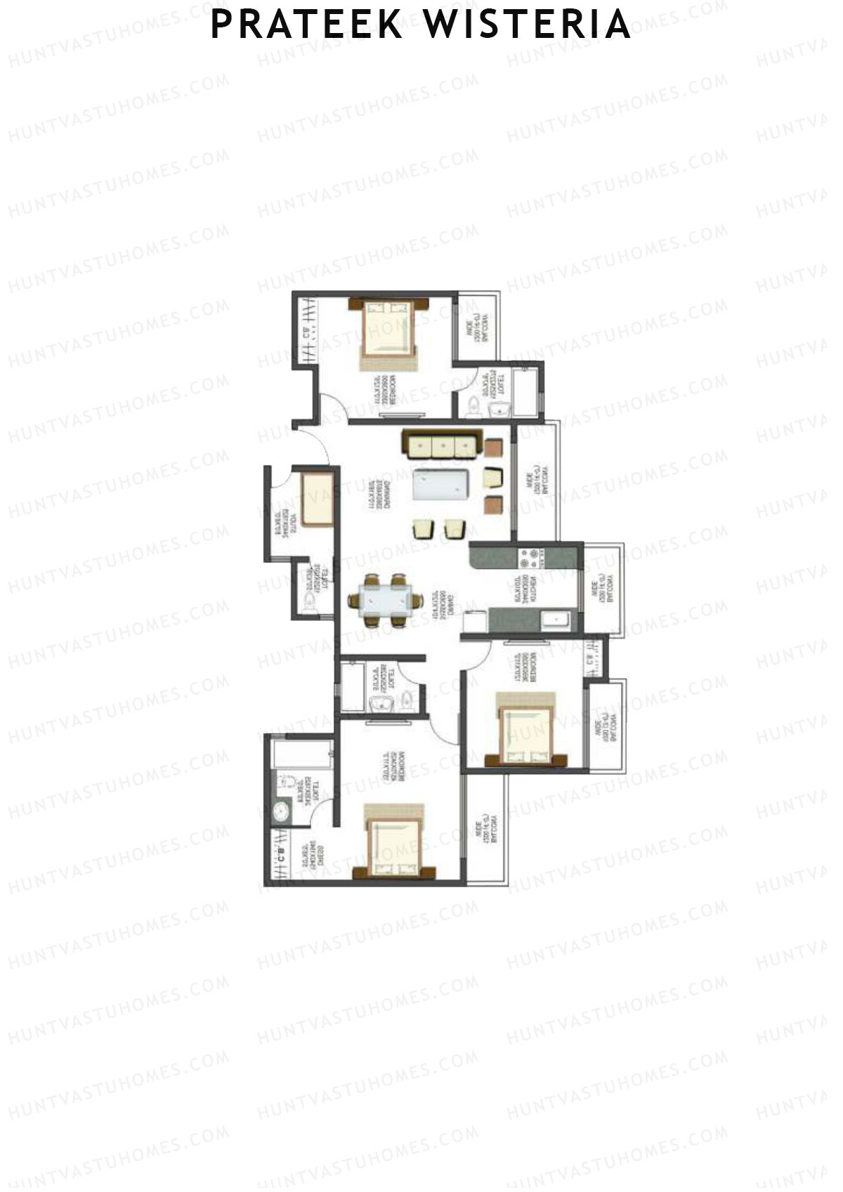 Prateek Wisteria Block H Unit 5 (Type 2) Floor Plan