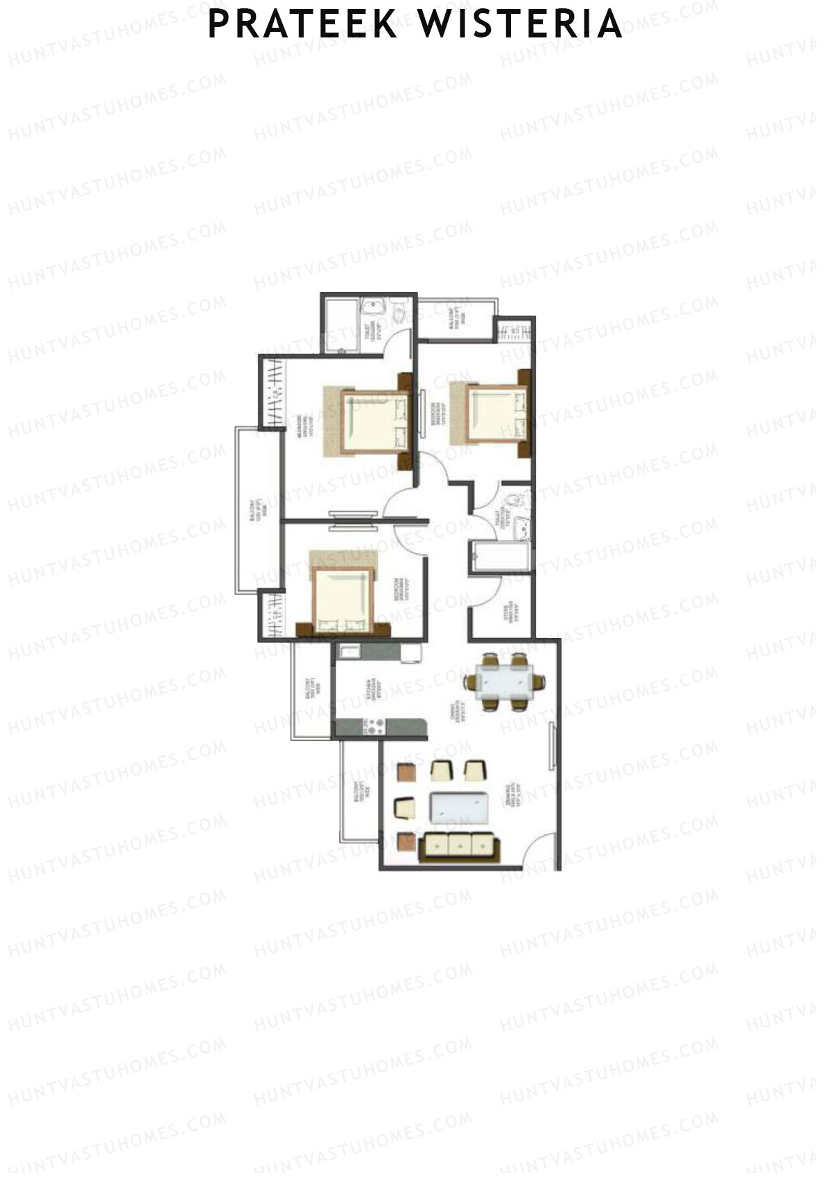 Prateek Wisteria Block I Unit 3 (Type 4) Floor Plan