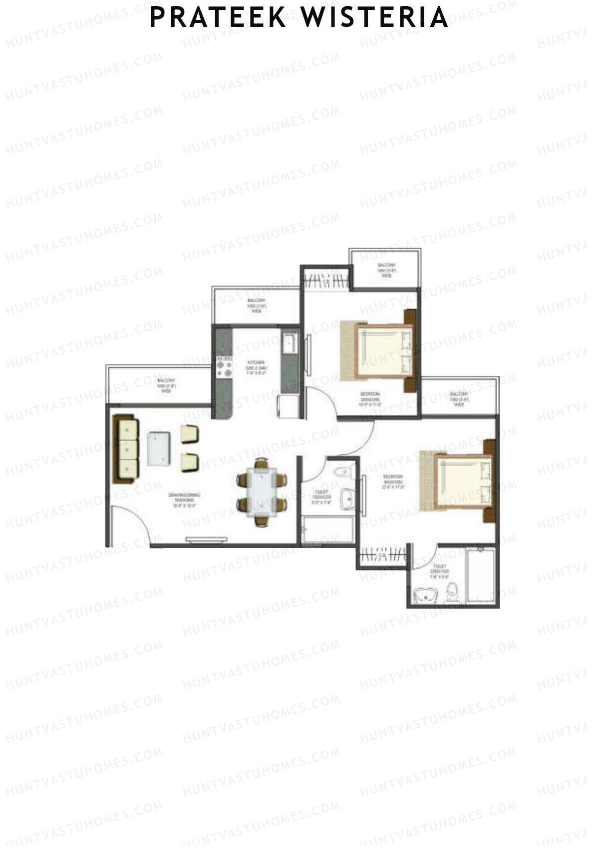 Prateek Wisteria Block N Unit 2 (Type 6) Floor Plan