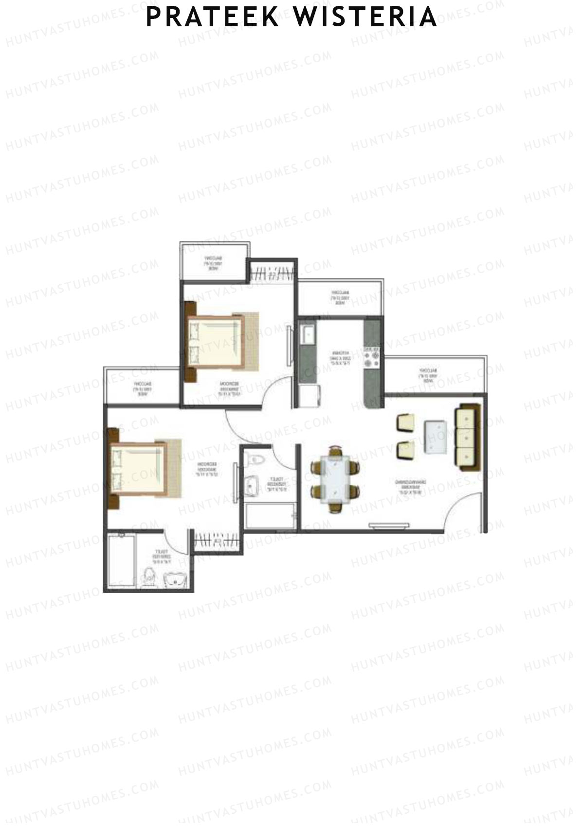 Prateek Wisteria Block P Unit 3 (Type 6) Floor Plan