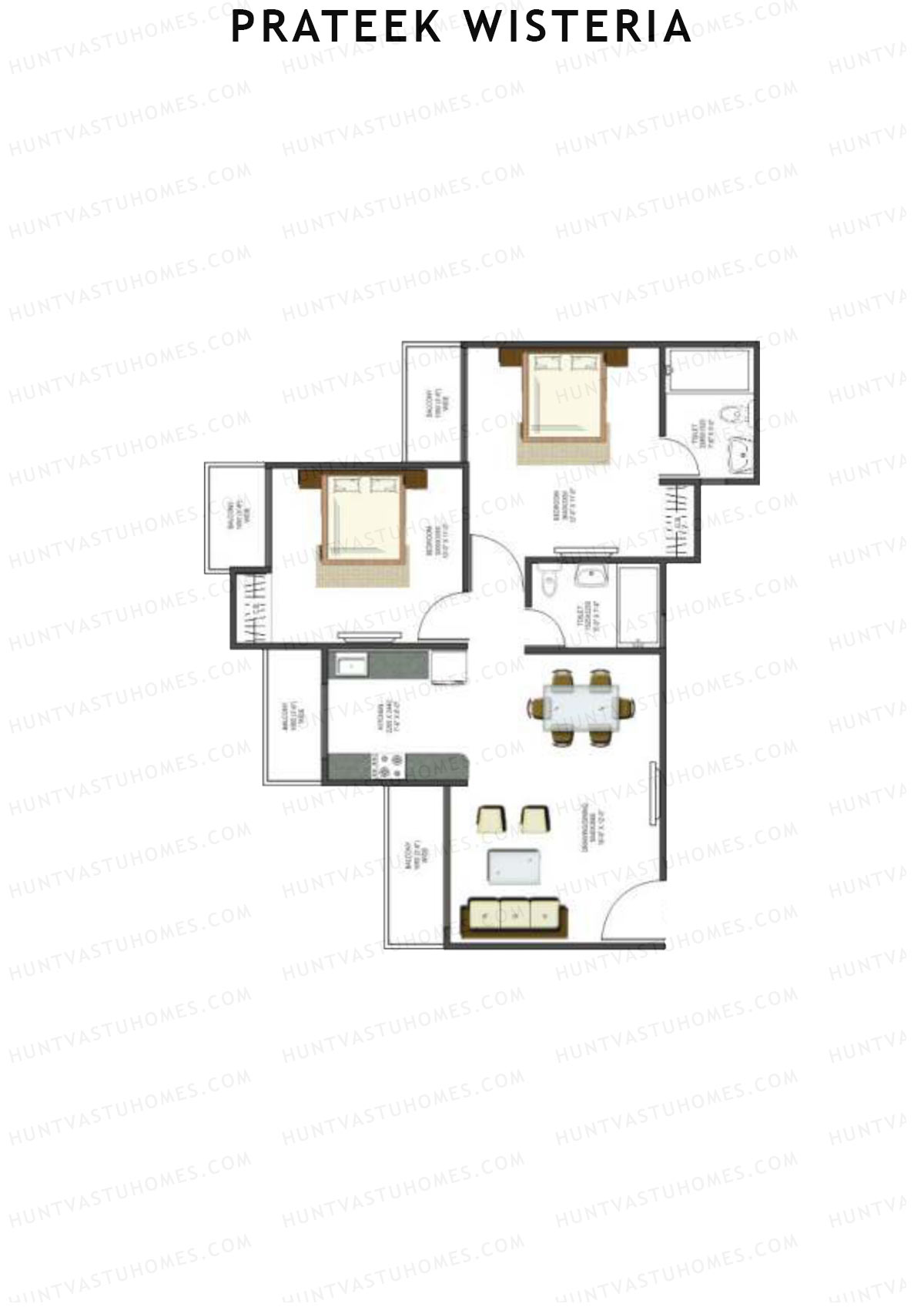 Prateek Wisteria Block P Unit 4 (Type 6) Floor Plan