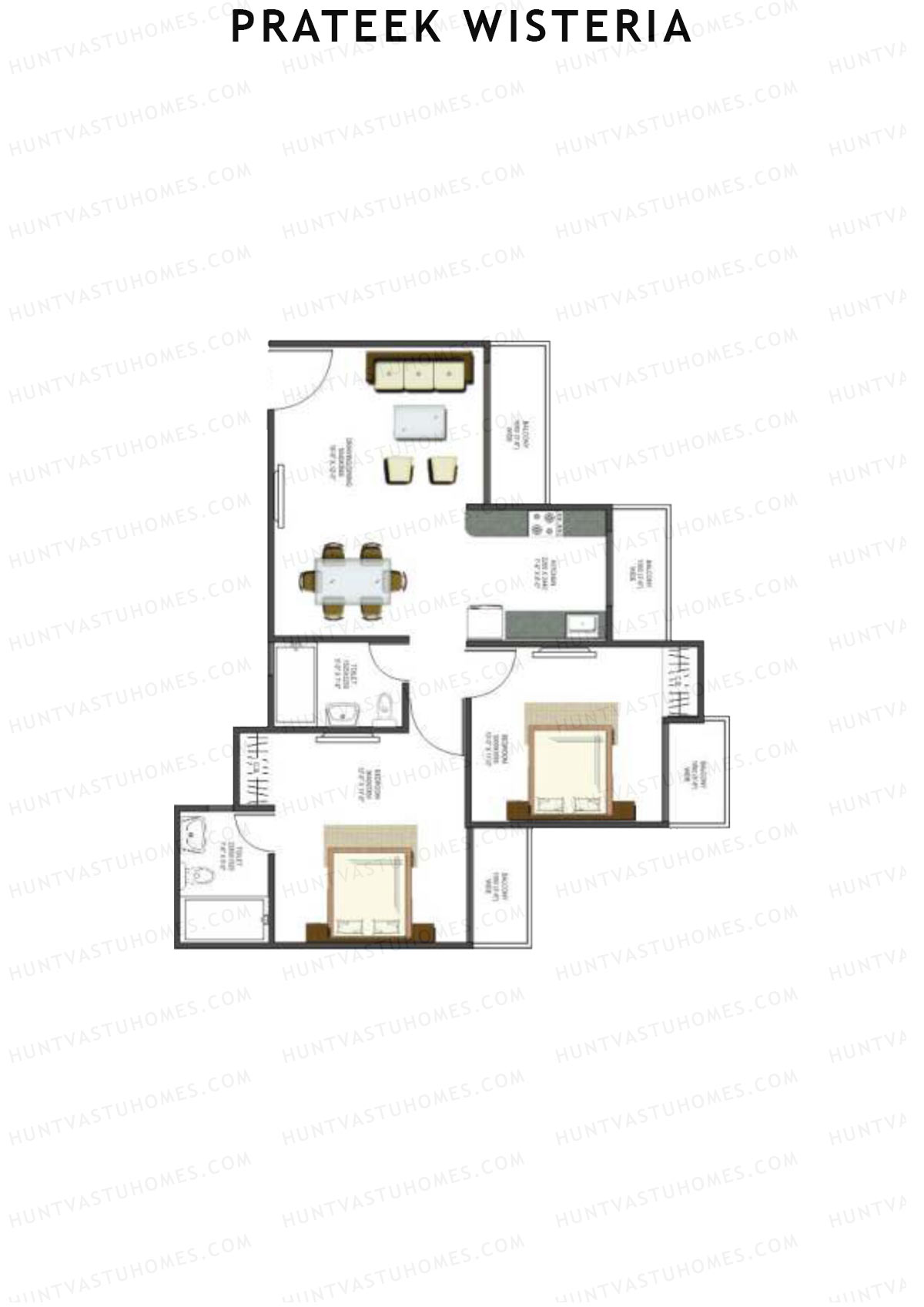 Prateek Wisteria Block P Unit 6 (Type 6) Floor Plan