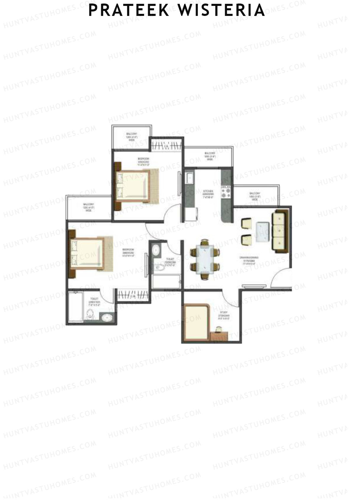 Prateek Wisteria Block R Unit 2 (Type 5) Floor Plan