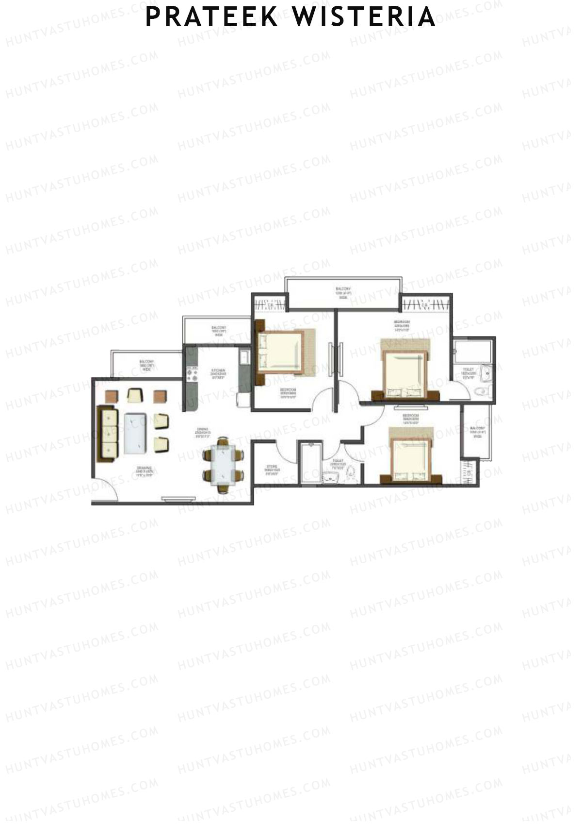 Prateek Wisteria Block R Unit 3 (Type 4) Floor Plan