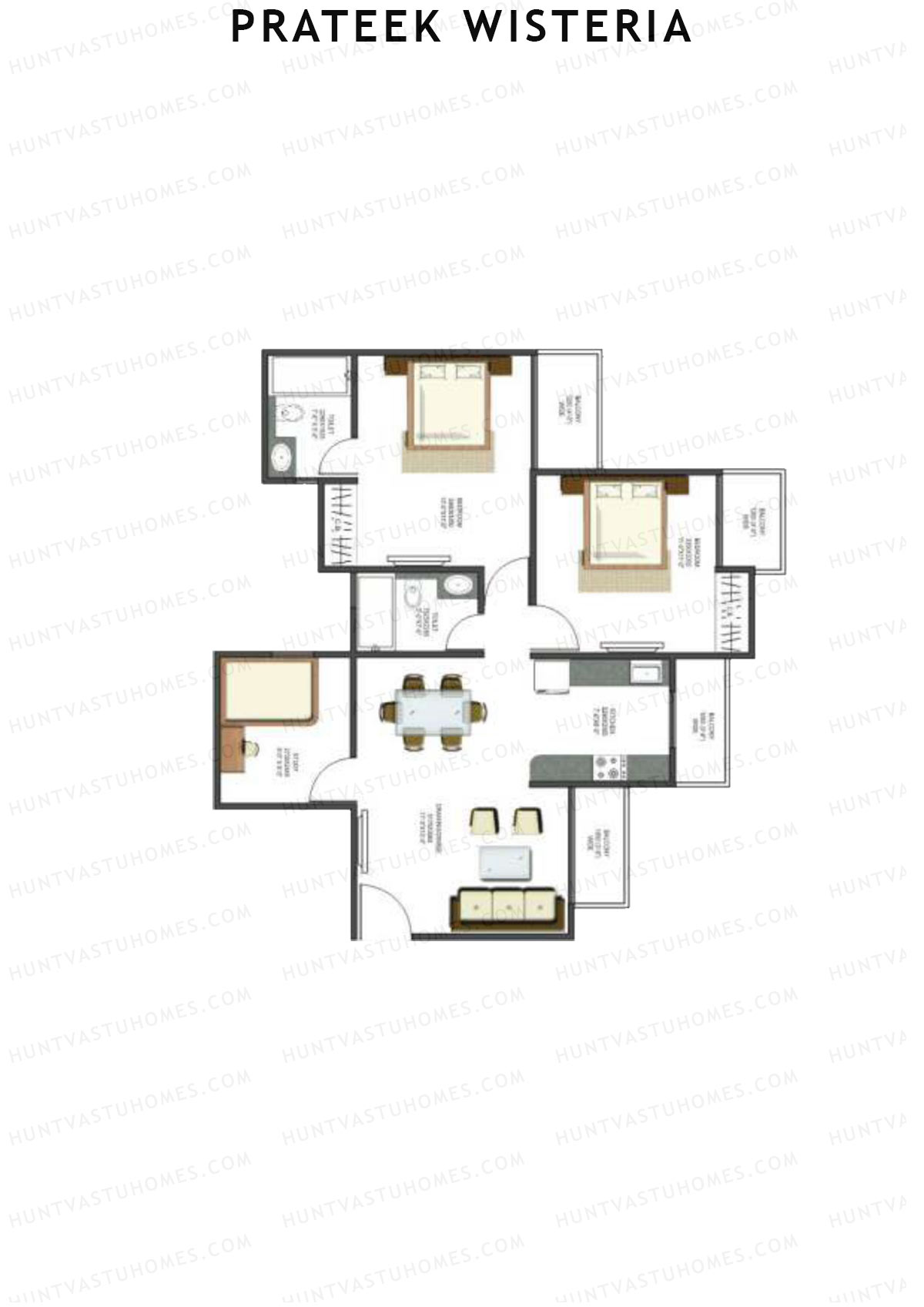 Prateek Wisteria Block T Unit 2 (Type 5) Floor Plan