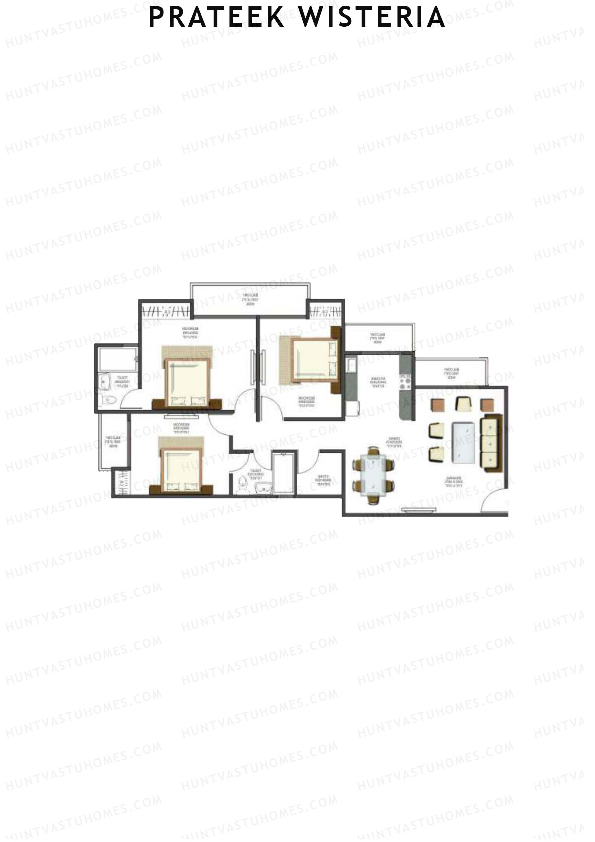 Prateek Wisteria Block T Unit 6 (Type 4) Floor Plan