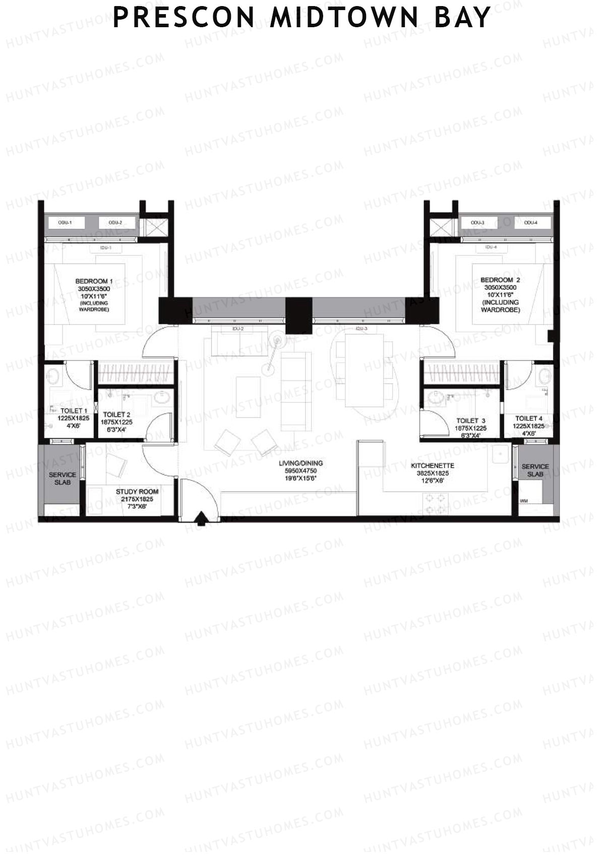 Prescon Midtown Bay Tower 1 Unit 9+10 (Penthouse) Floor Plan