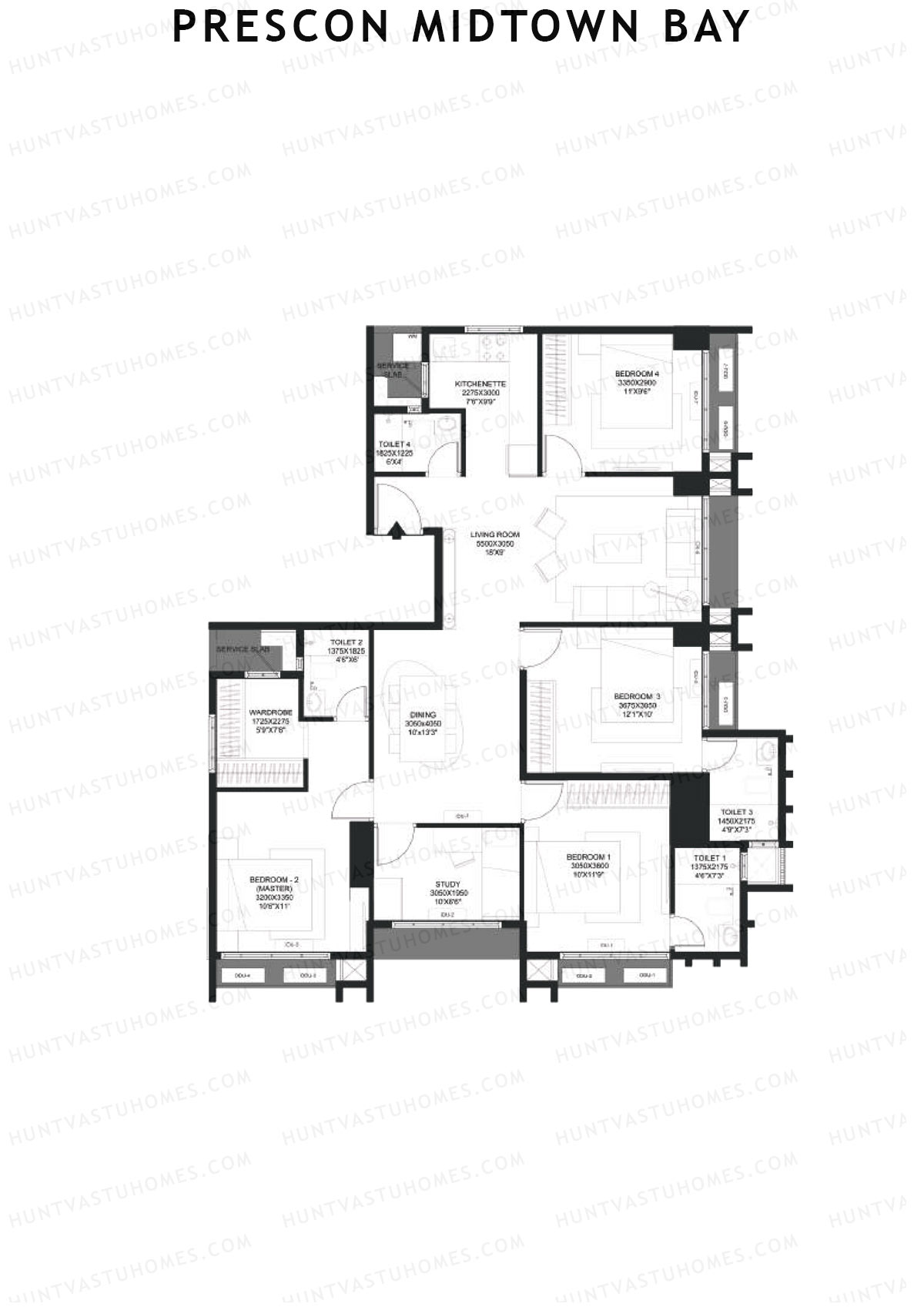 Prescon Midtown Bay Tower 1 Unit 1+2 (Penthouse) Floor Plan