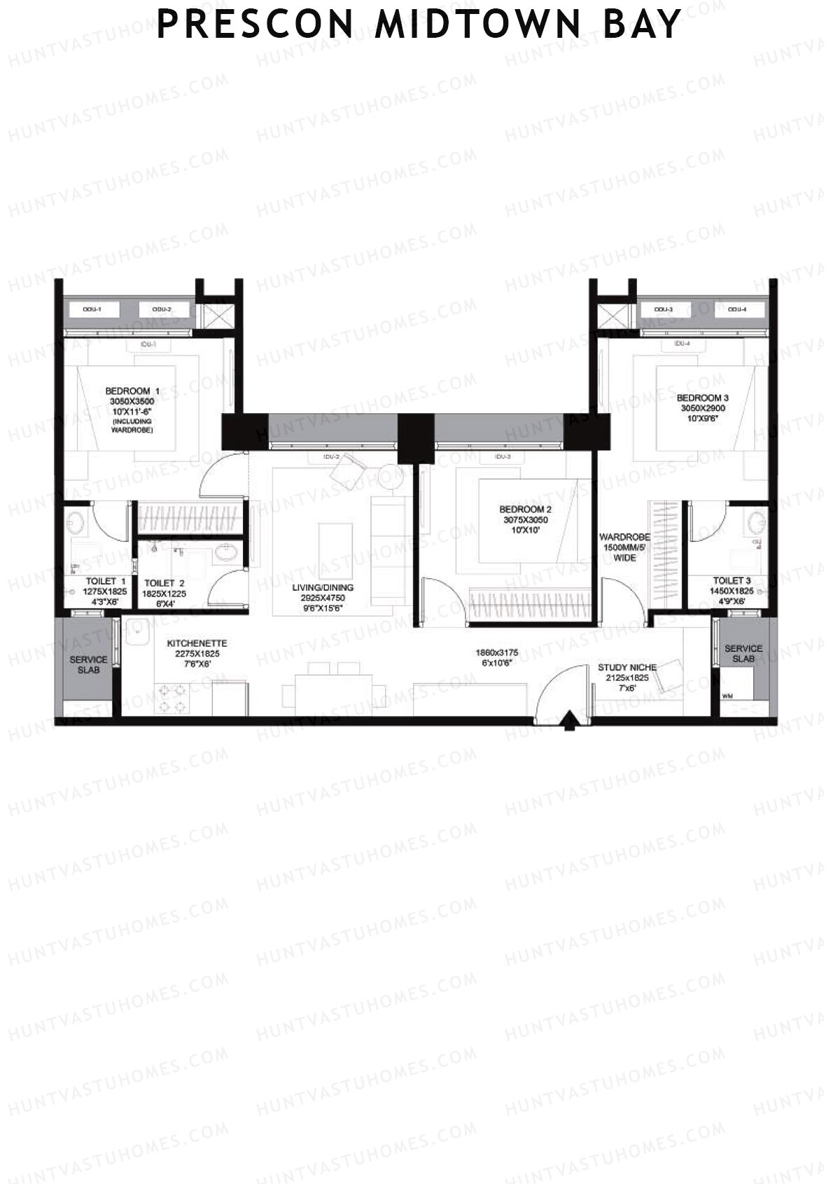 Prescon Midtown Bay Tower 1 Unit 9+10 (Penthouse) Floor Plan
