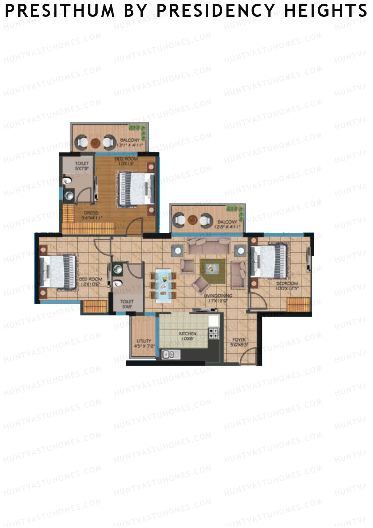 Presithum By Presidency Heights Tower 1 Unit 1 Floor Plan